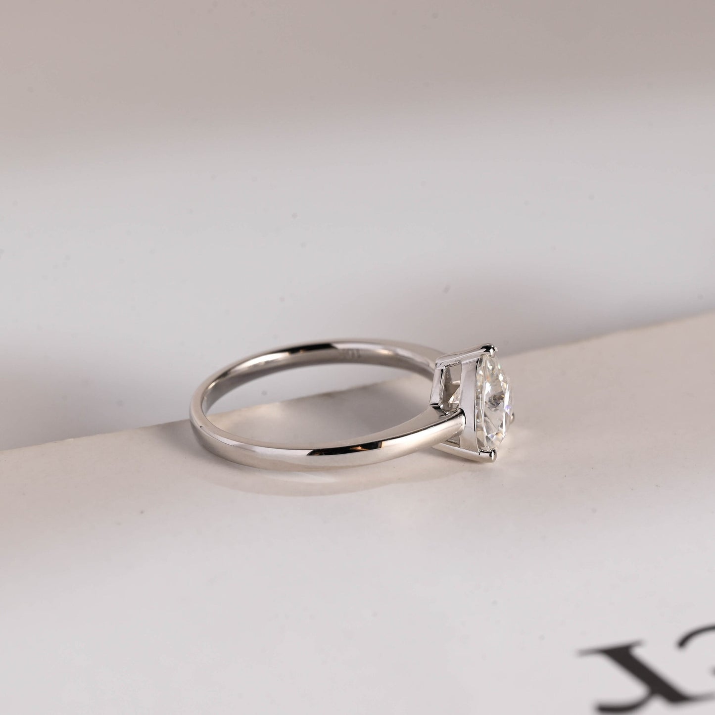 1.0 CT Heart Cut Solitaire Moissanite Engagement Ring