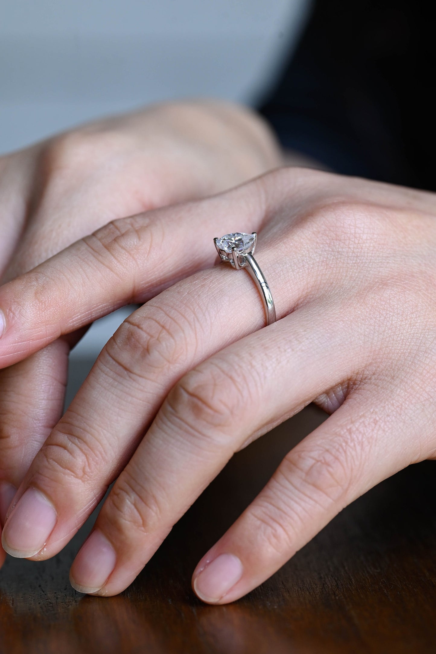 1.0 CT Heart Cut Solitaire Moissanite Engagement Ring
