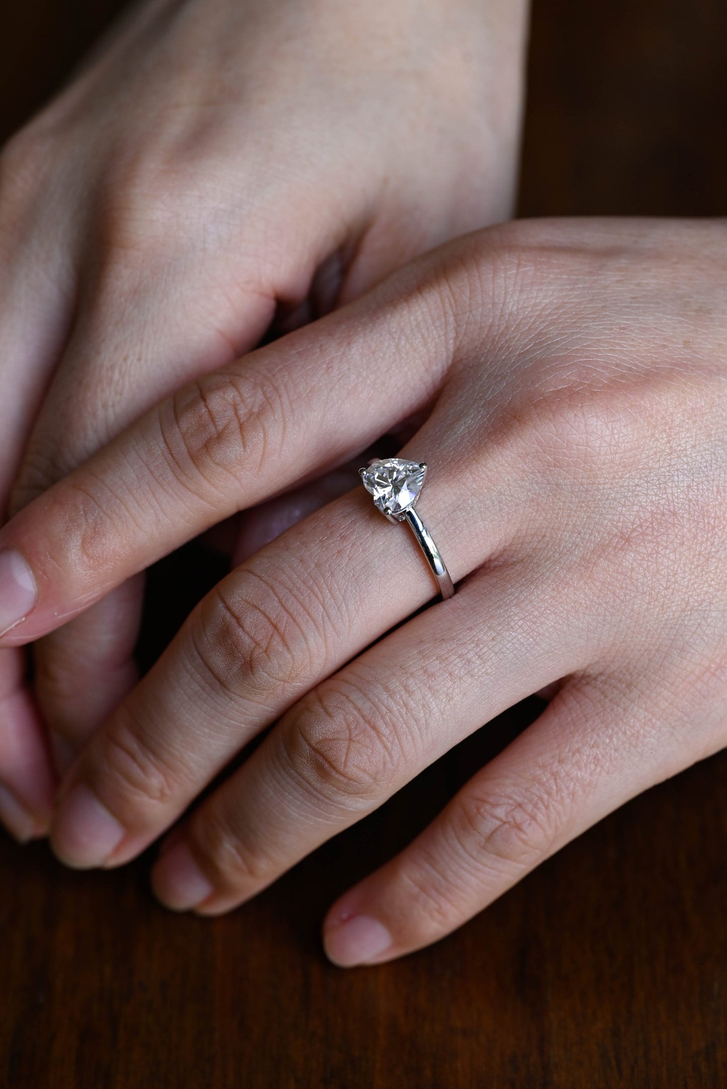 1.0 CT Heart Cut Solitaire Moissanite Engagement Ring