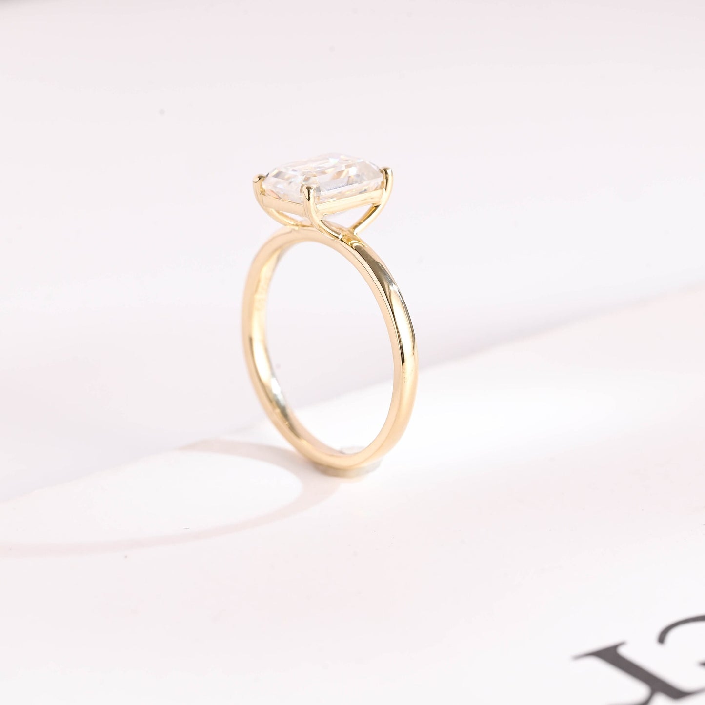 1.5 CT Emerald Cut Solitaire Moissanite Engagement Ring