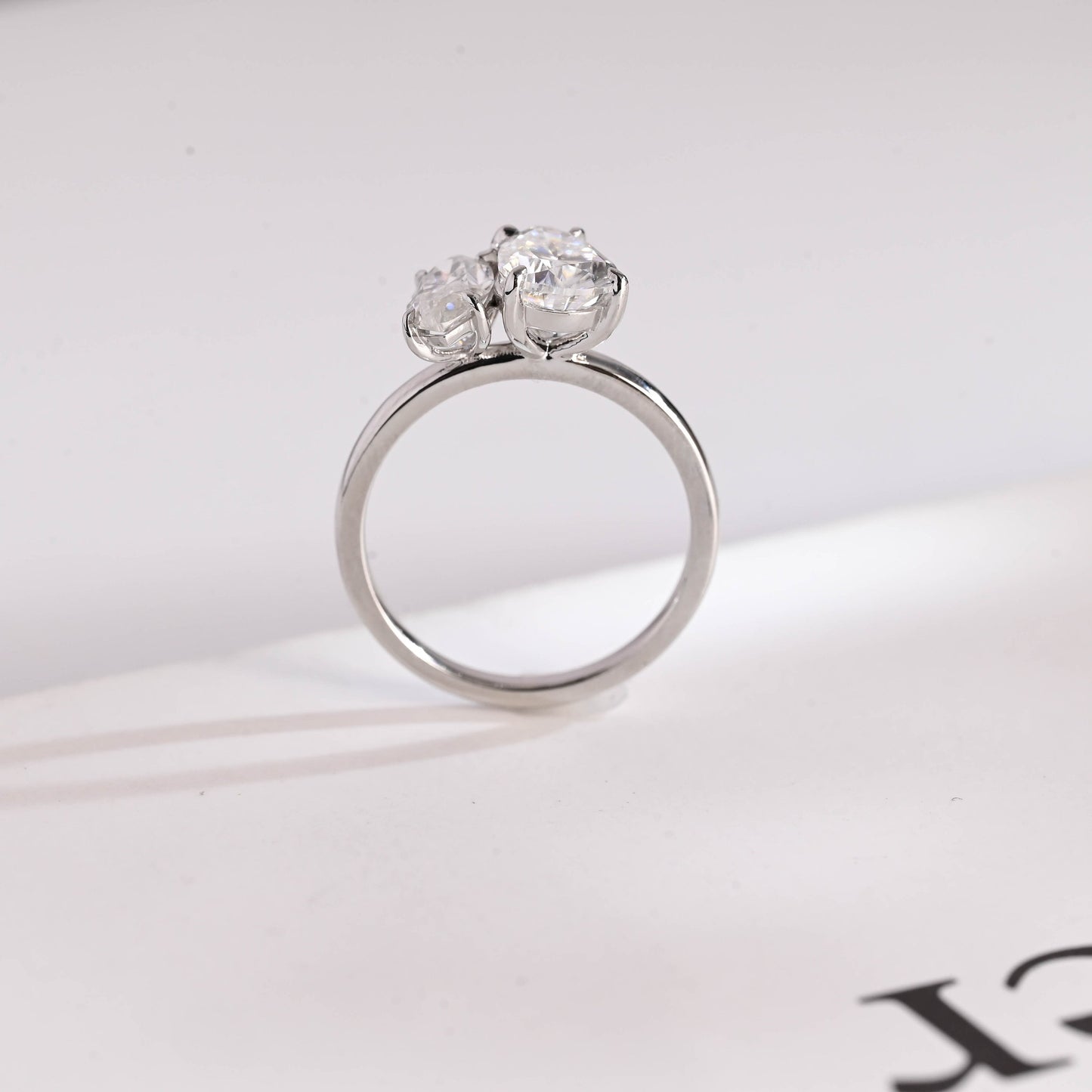 1.5 CT Pear Cut Two Stone Moissanite Engagement Ring