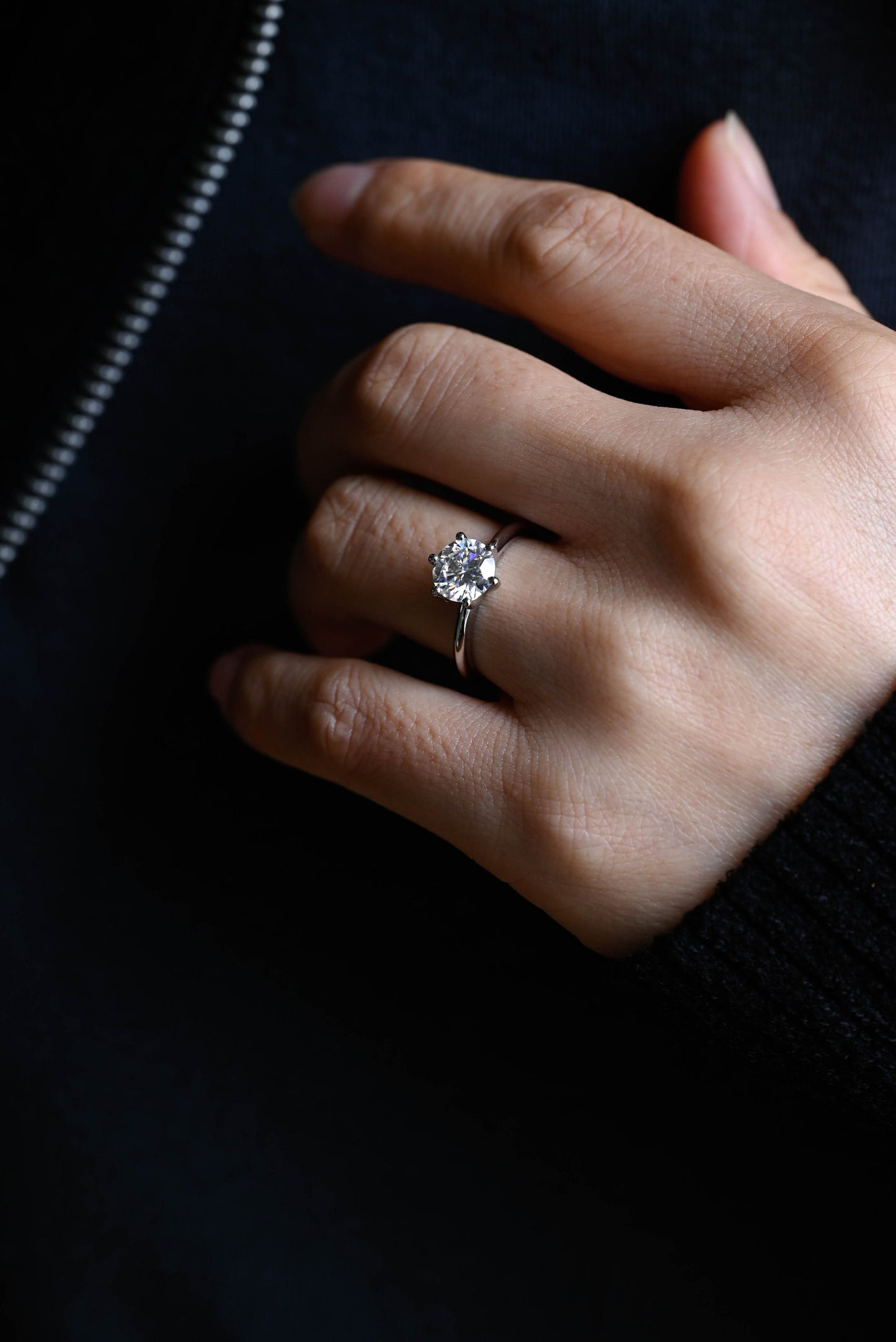 1.5 CT Round Cut Solitaire Moissanite Engagement Ring