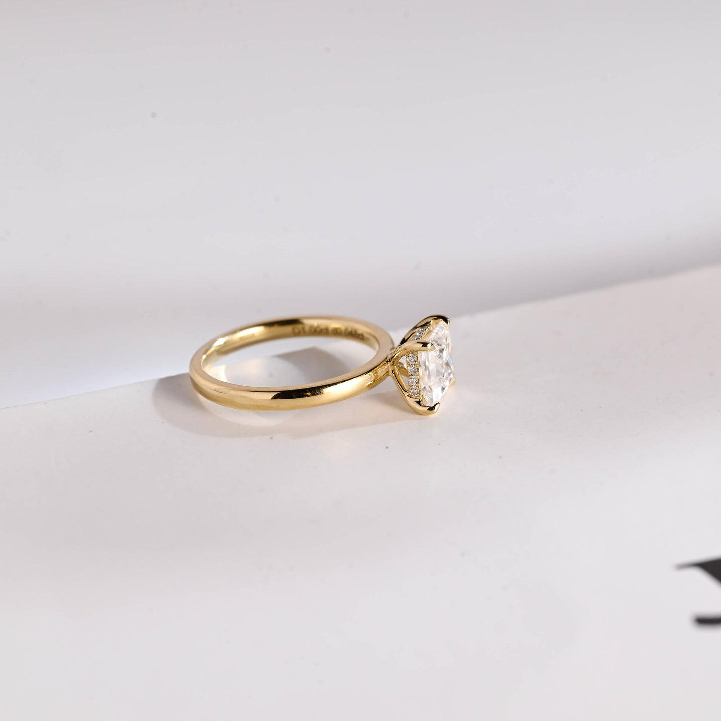 1.5 CT Princess Cut Hidden Halo Style Moissanite Engagement Ring
