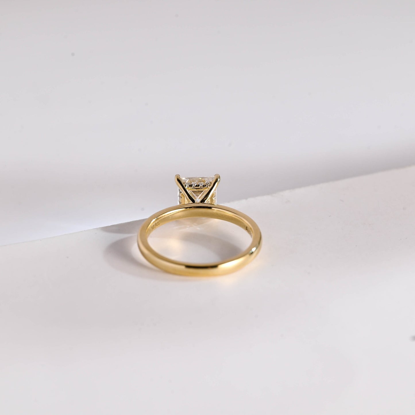 1.5 CT Princess Cut Hidden Halo Style Moissanite Engagement Ring