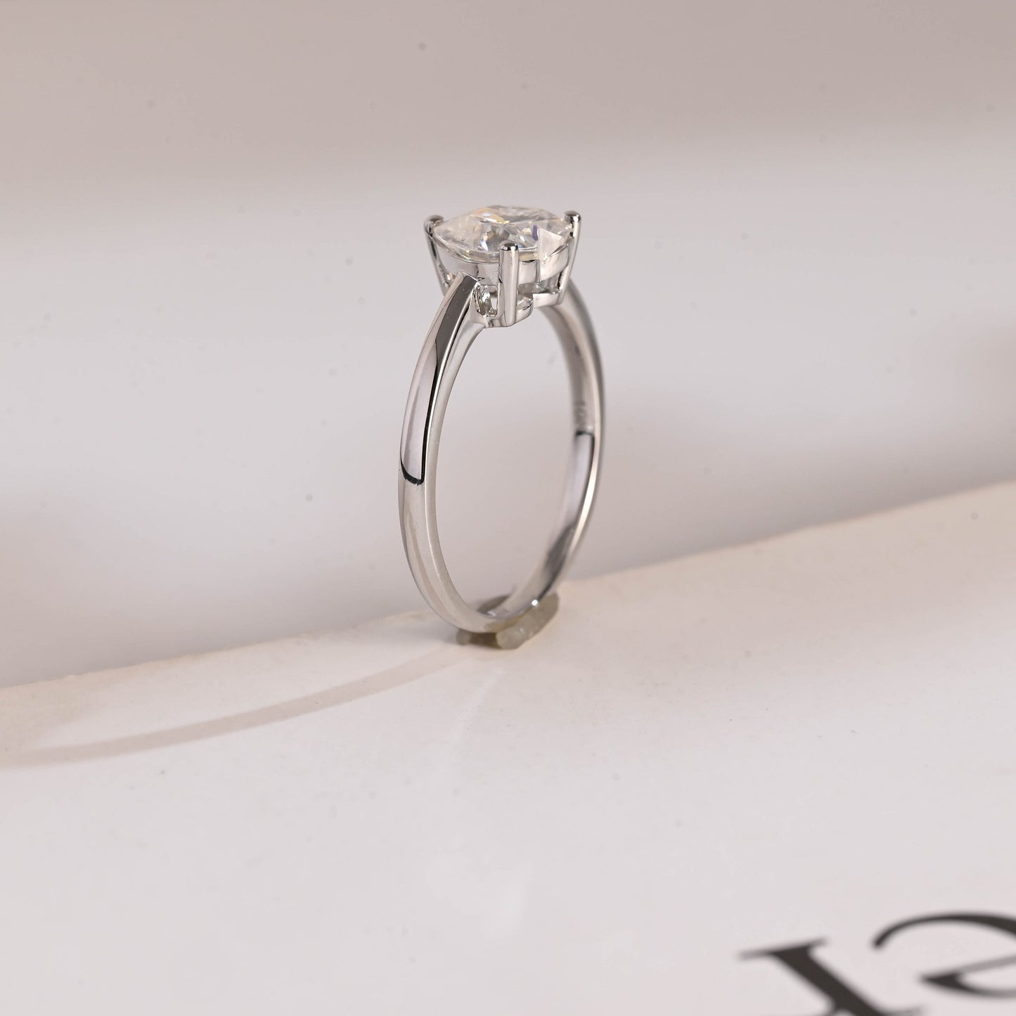 1.0 CT Heart Cut Solitaire Moissanite Engagement Ring