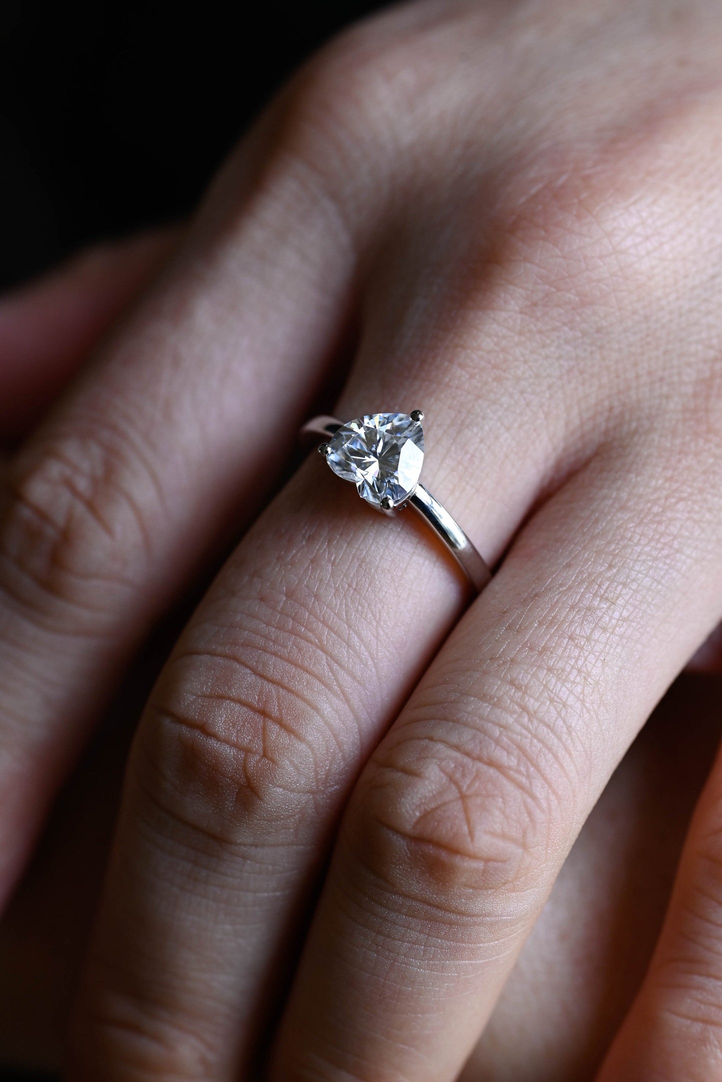 1.0 CT Heart Cut Solitaire Moissanite Engagement Ring