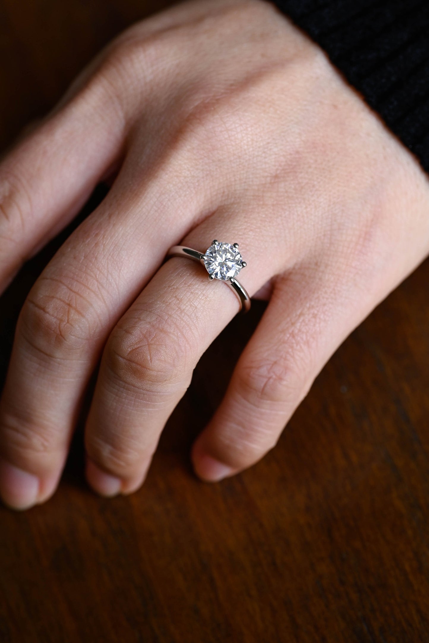 1.5 CT Round Cut Solitaire Moissanite Engagement Ring