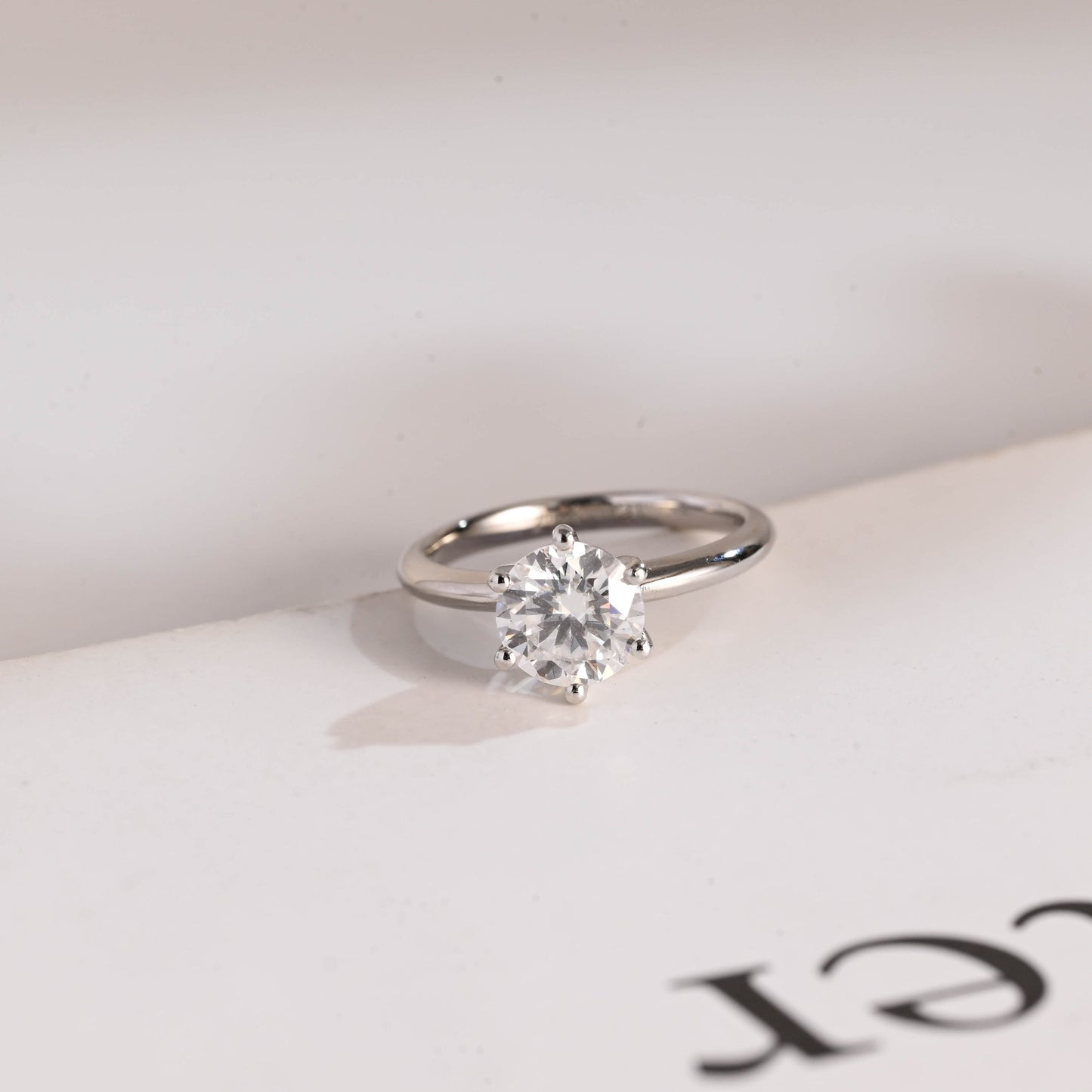 1.5 CT Round Cut Solitaire Moissanite Engagement Ring