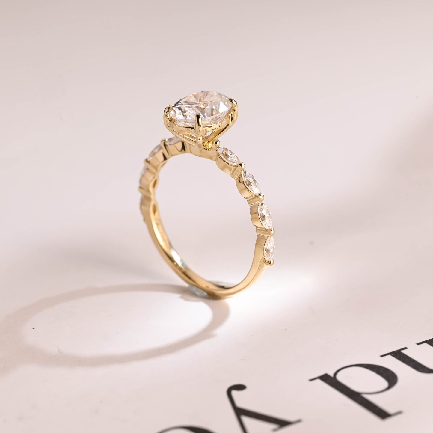 1.5 CT Oval Cut Pave Moissanite Engagement Ring