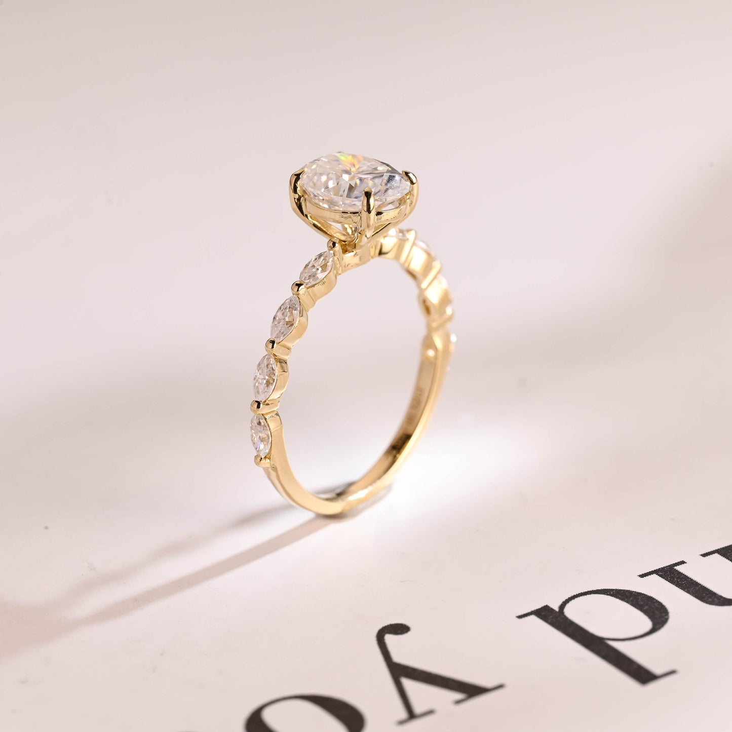1.5 CT Oval Cut Pave Moissanite Engagement Ring