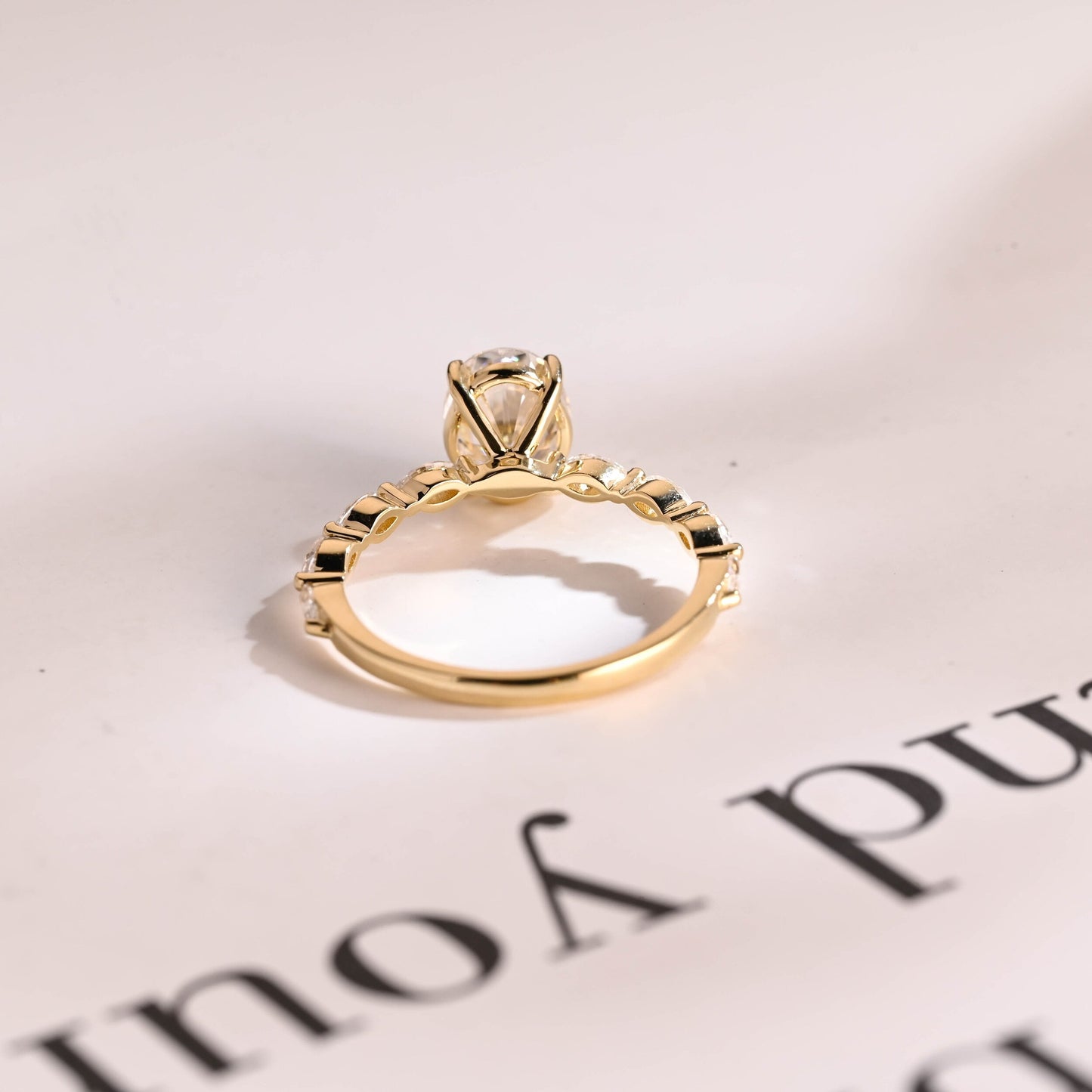 1.5 CT Oval Cut Pave Moissanite Engagement Ring