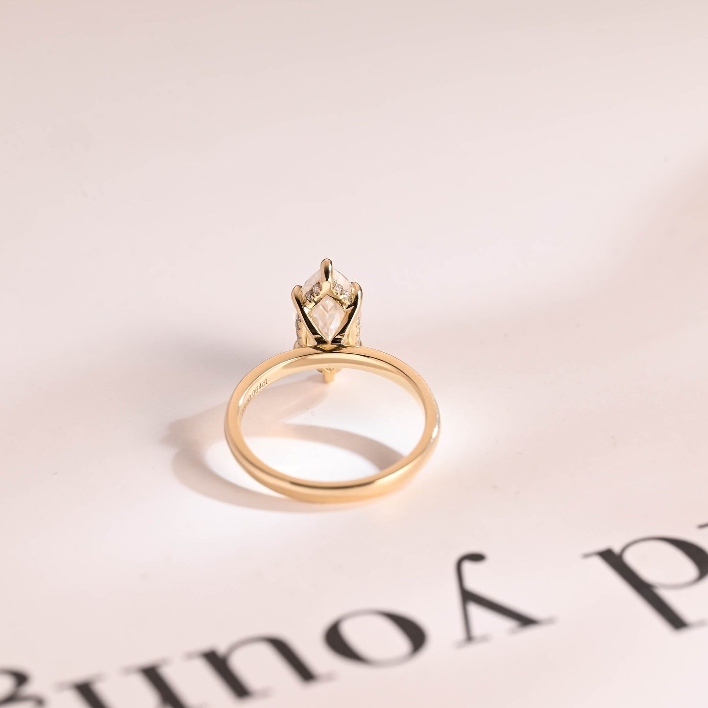 2.5 CT Marquise Cut Hidden Halo Moissanite Engagement Ring