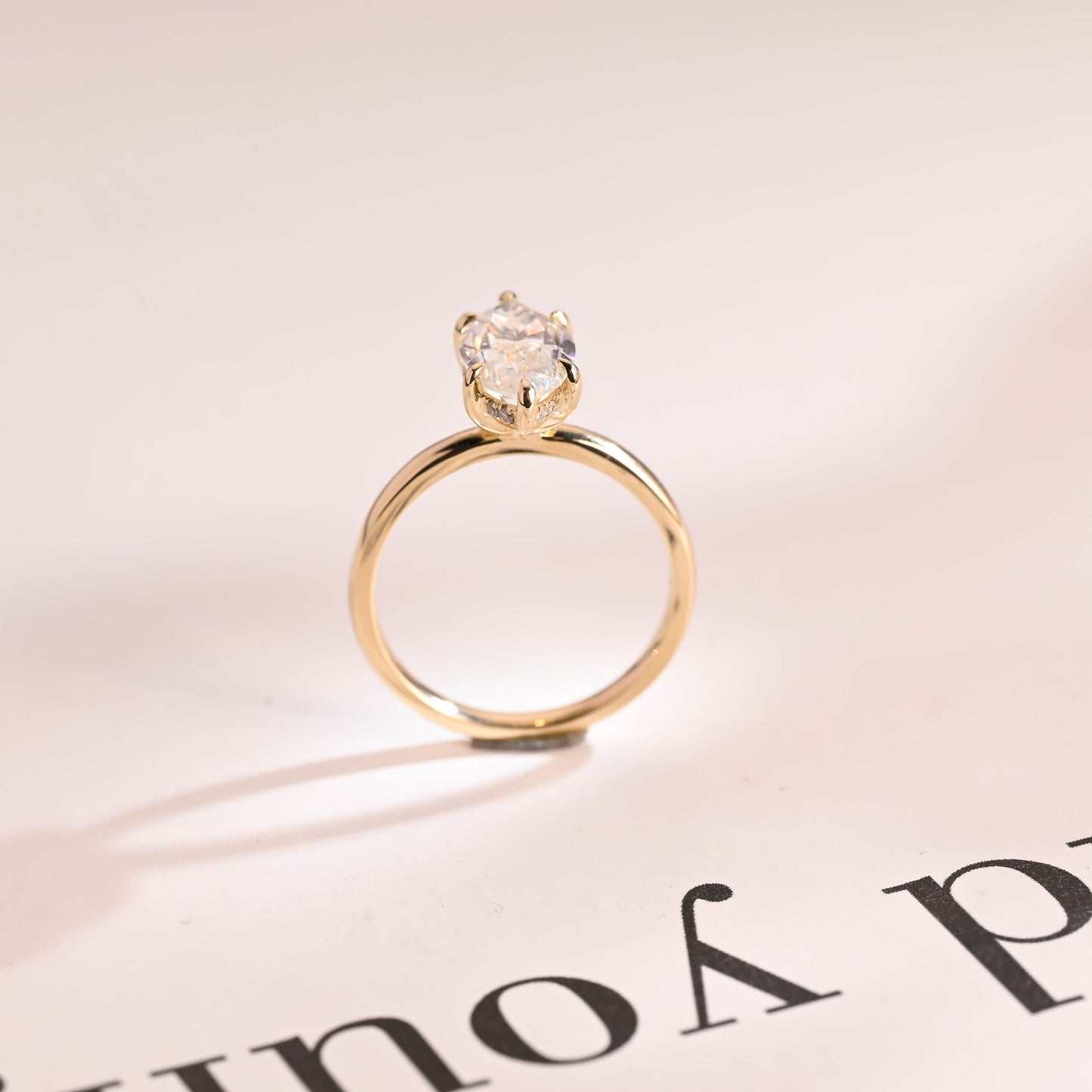 2.5 CT Marquise Cut Hidden Halo Moissanite Engagement Ring