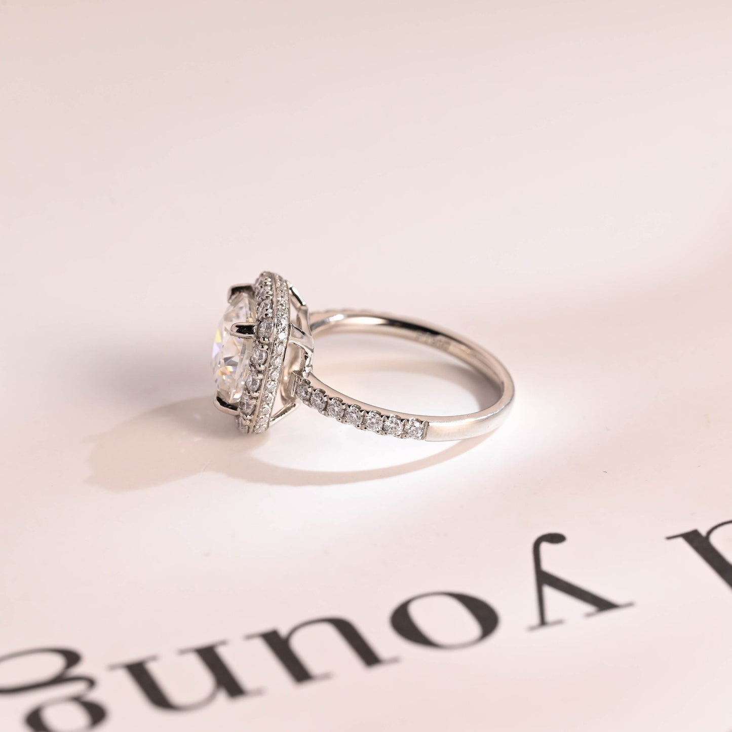 1.0 CT Cushion Cut Halo Moissanite Engagement Ring
