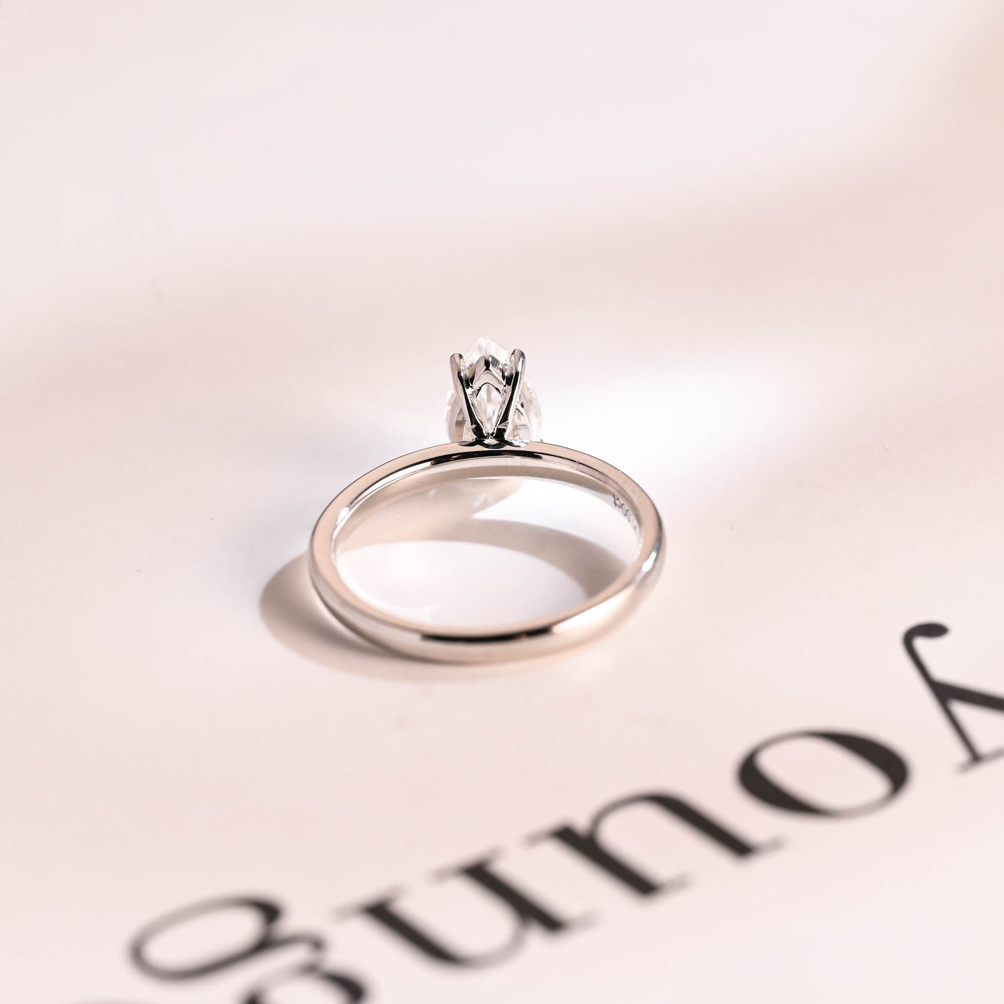 1.0 CT Pear Cut Solitaire Moissanite Engagement Ring