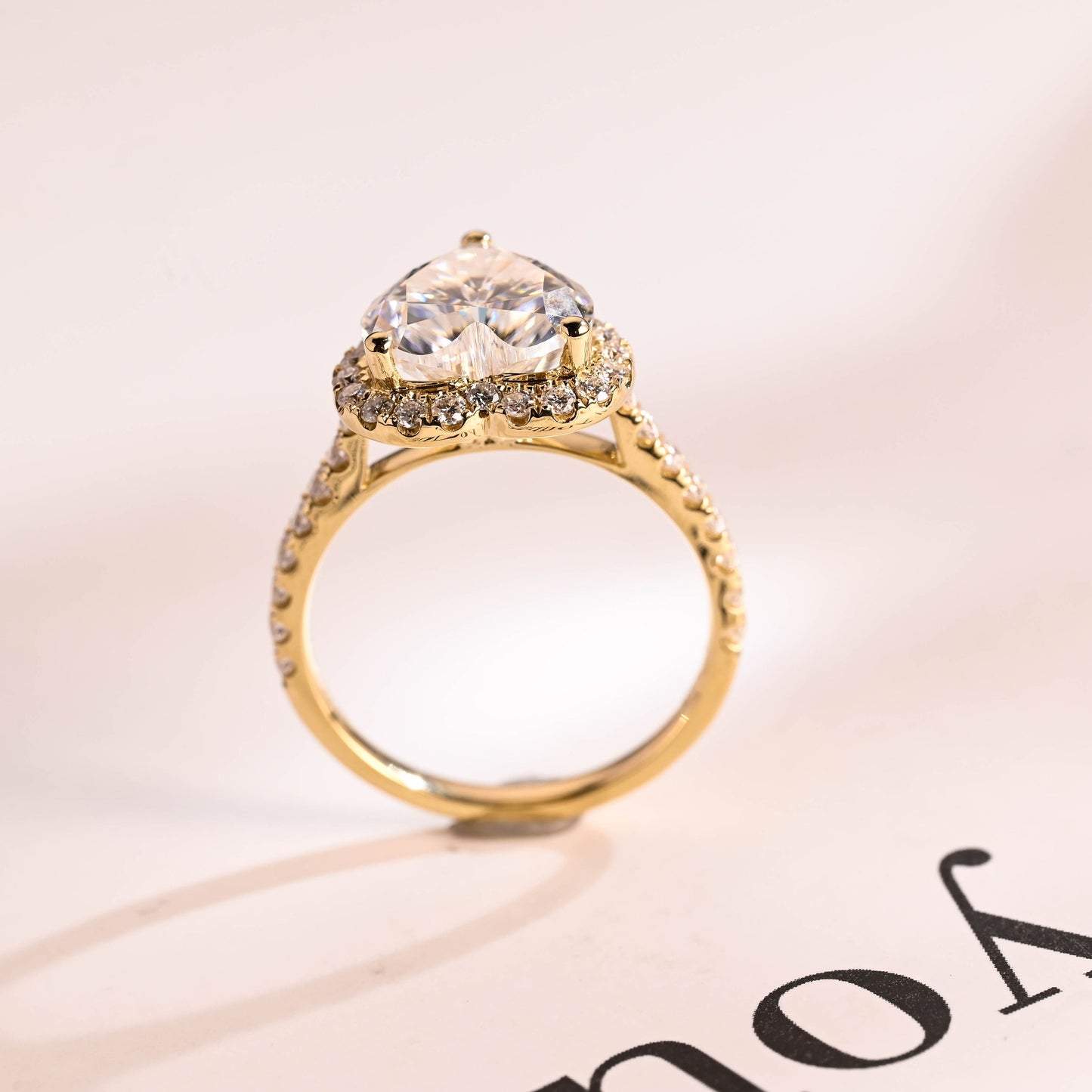 2.5 CT Heart Cut Halo Moissanite Engagement Ring