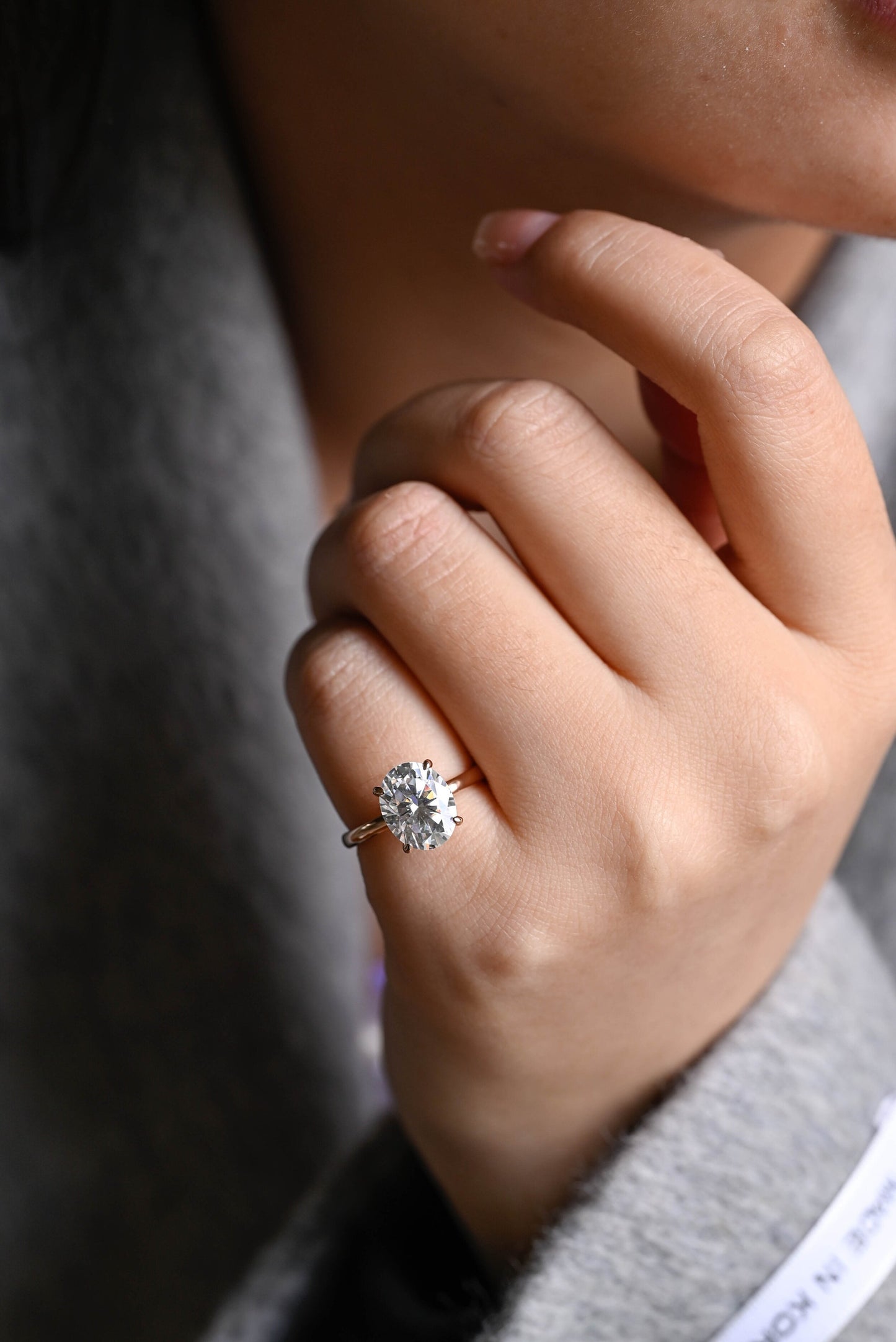 3.0 CT Oval Cut Solitaire Moissanite Engagement Ring