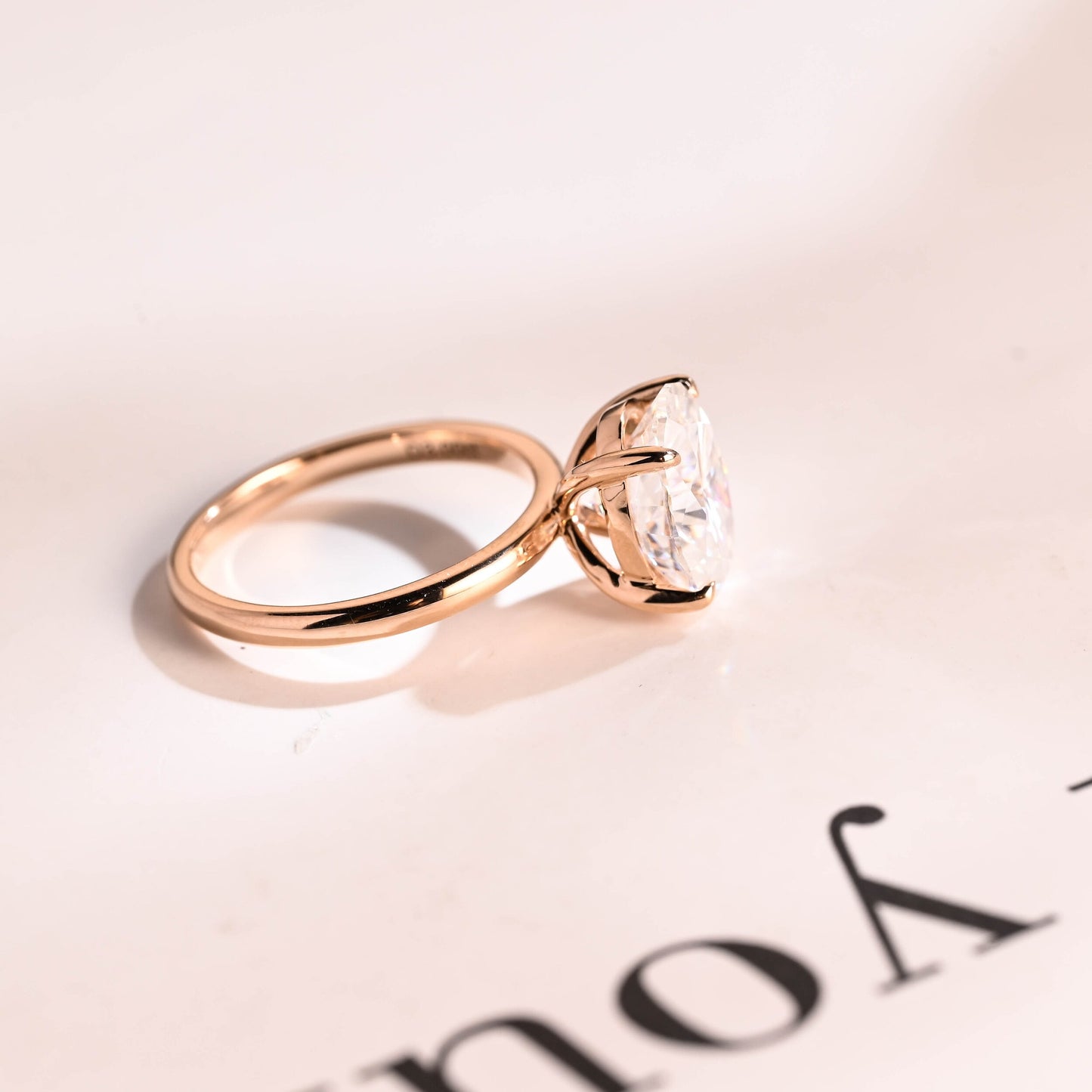 3.0 CT Oval Cut Solitaire Moissanite Engagement Ring