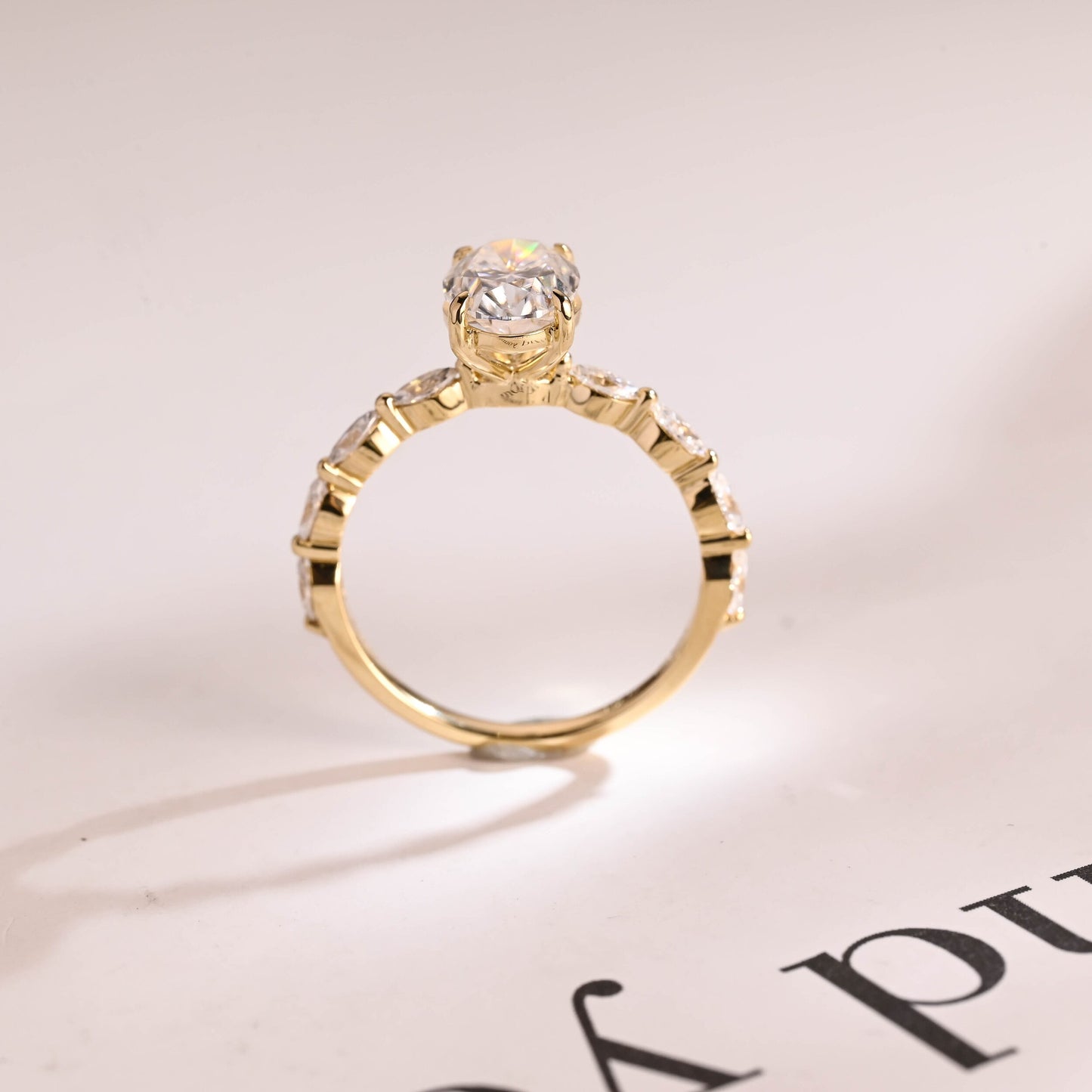 1.5 CT Oval Cut Pave Moissanite Engagement Ring