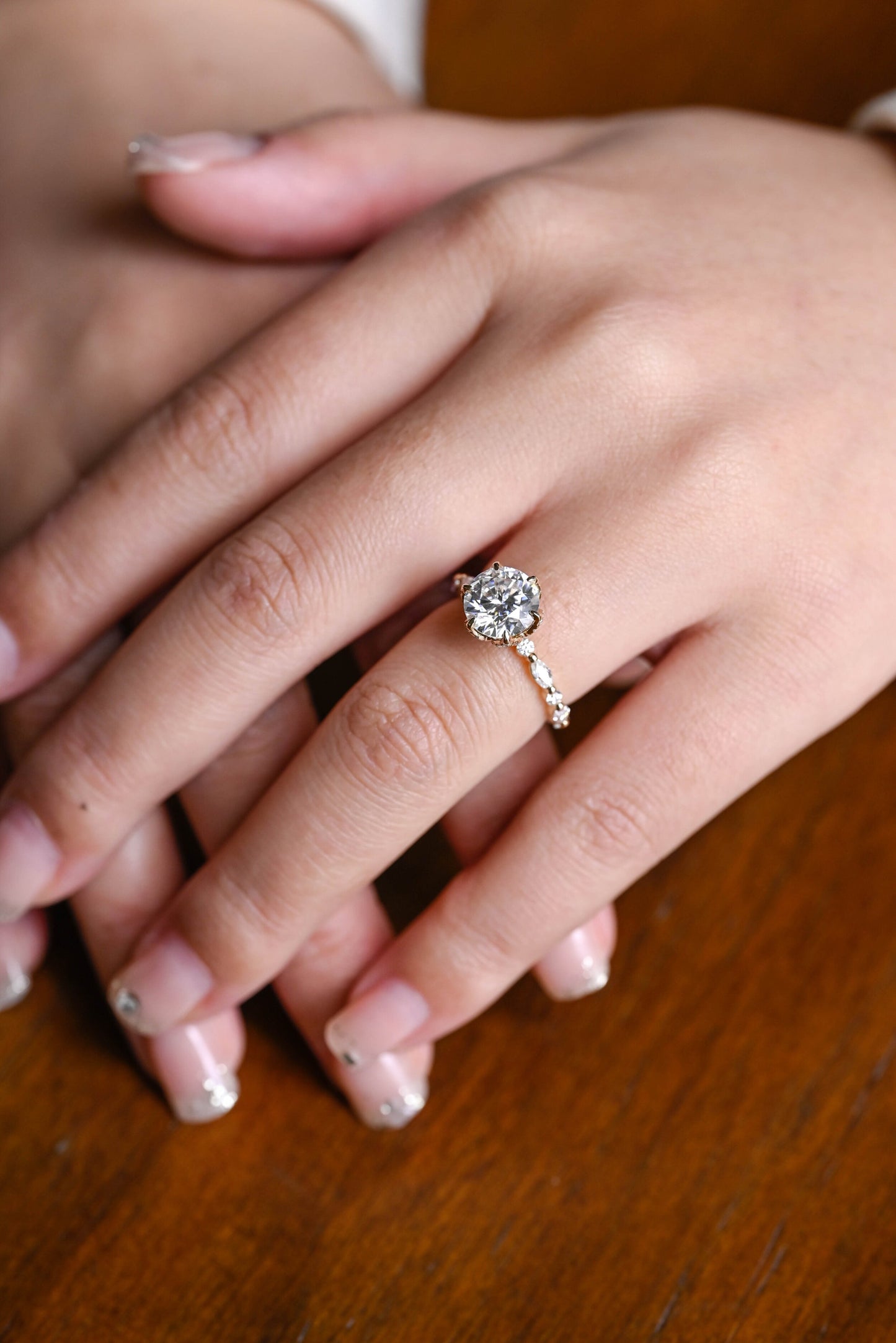 2.0 CT Round Cut Pave Moissanite Engagement Ring