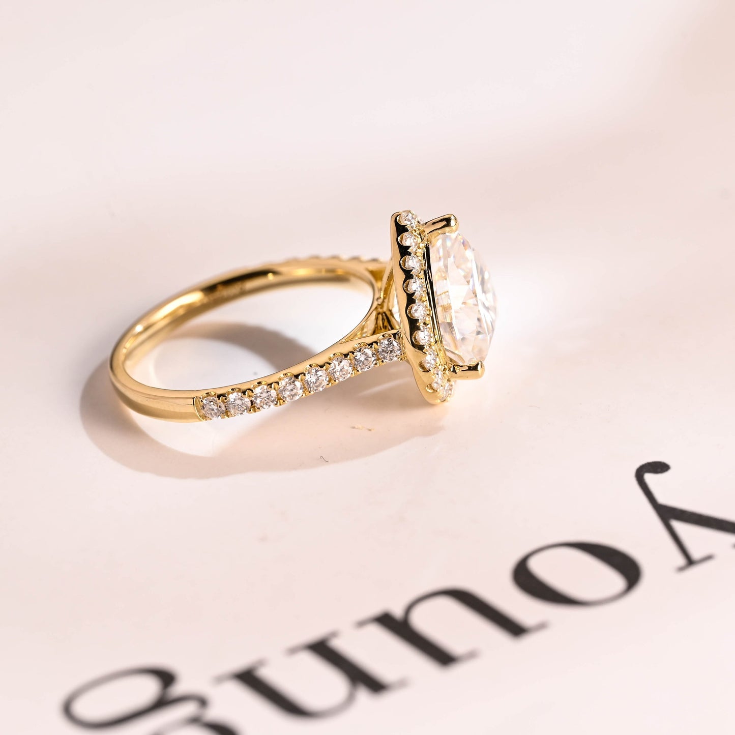 2.5 CT Heart Cut Halo Moissanite Engagement Ring
