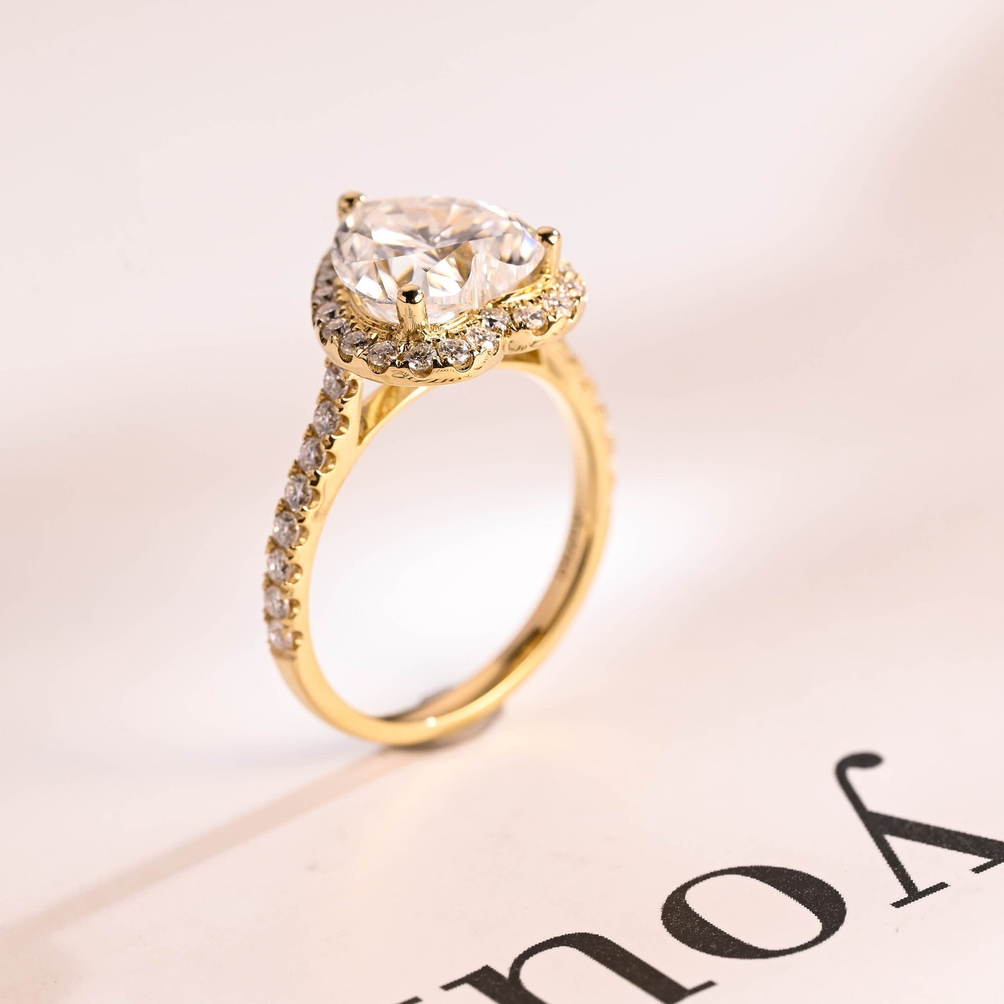2.5 CT Heart Cut Halo Moissanite Engagement Ring