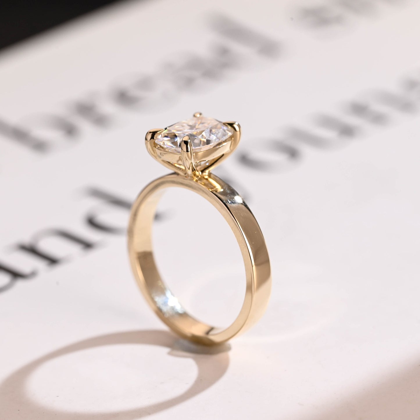 3.0 CT Elongated Cushion Cut Solitaire Moissanite Engagement Ring