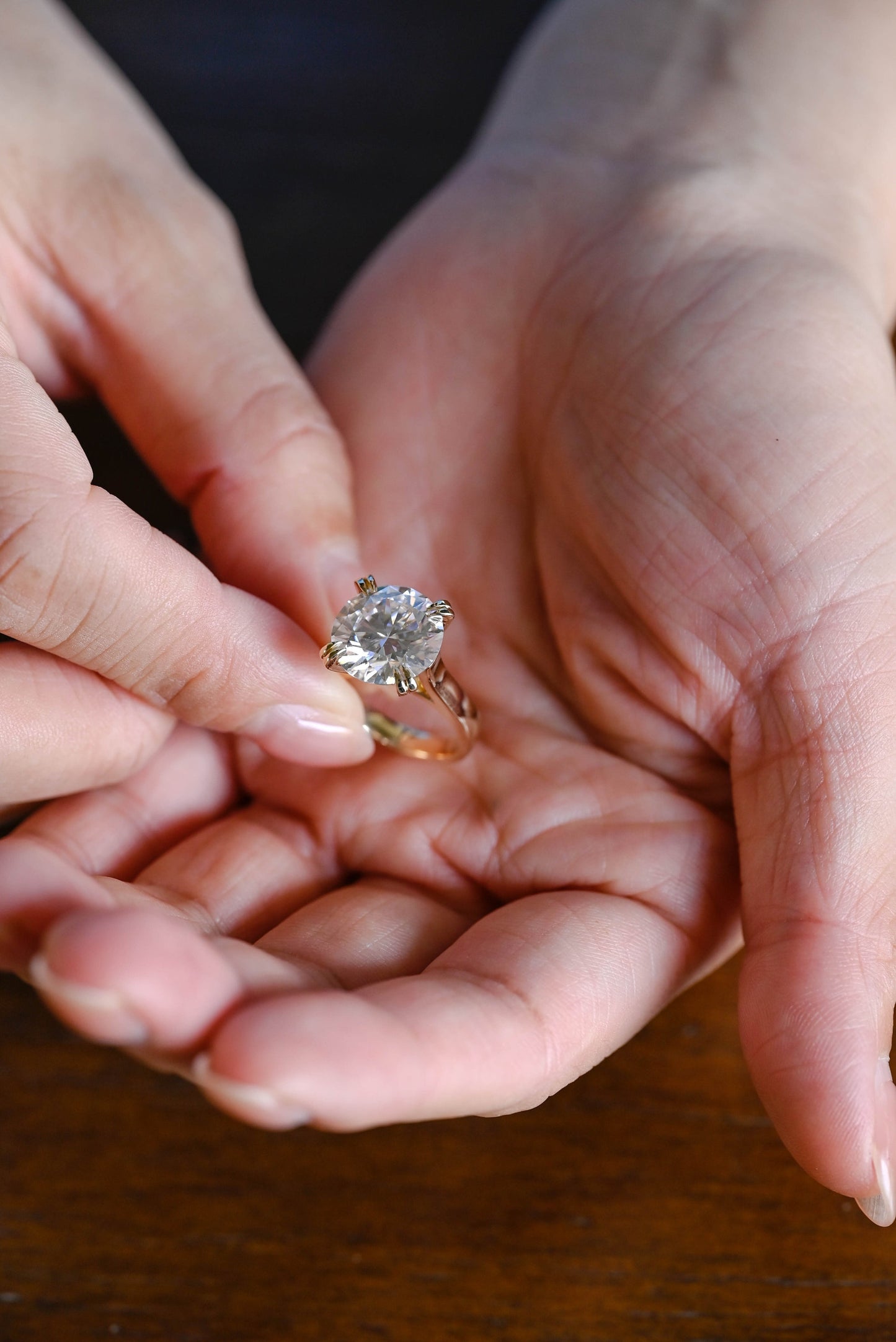 6.0 CT Round Cut Solitaire Moissanite Engagement Ring