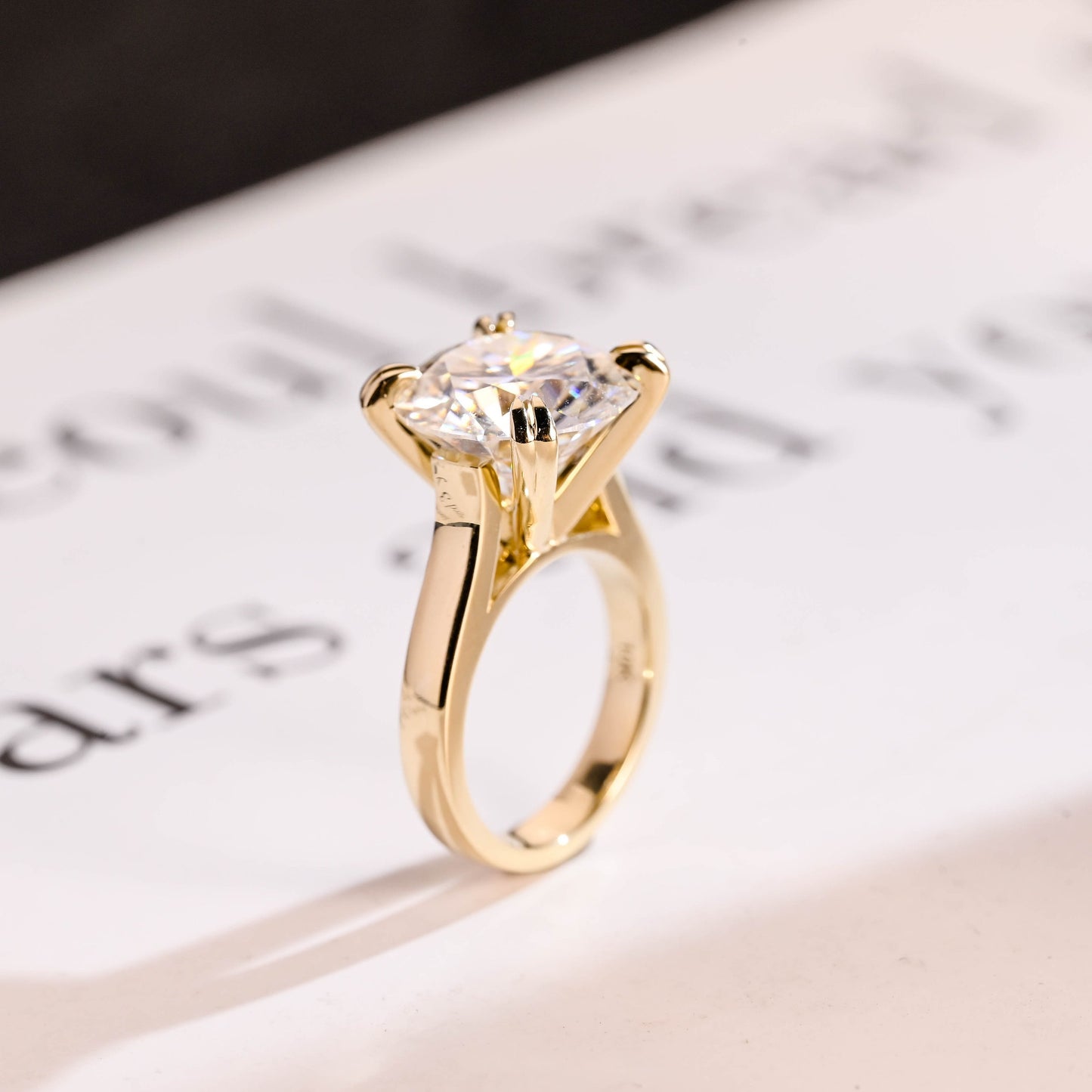 6.0 CT Round Cut Solitaire Moissanite Engagement Ring