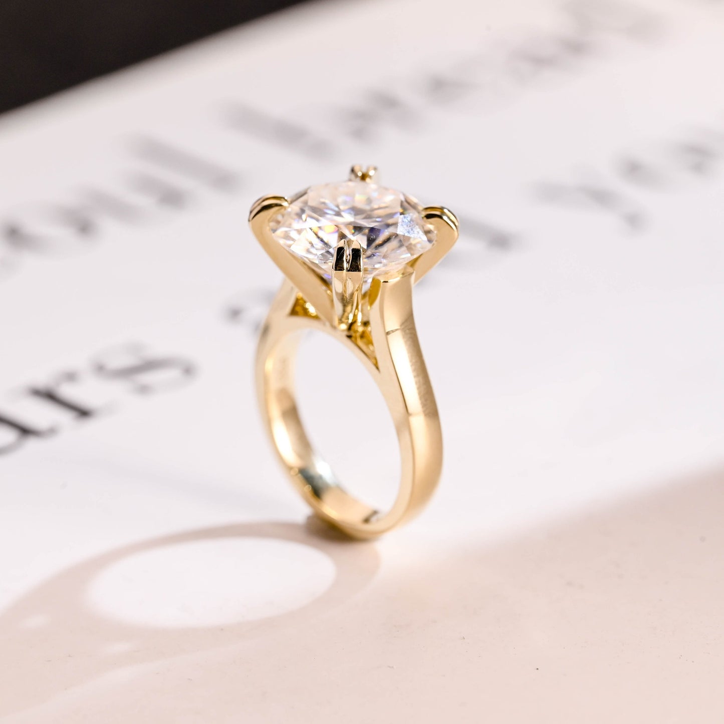 6.0 CT Round Cut Solitaire Moissanite Engagement Ring