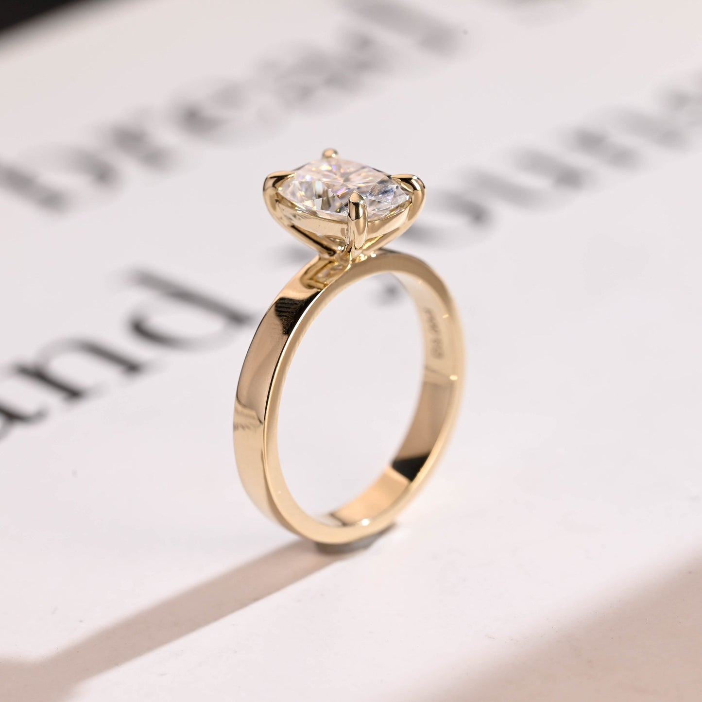 3.0 CT Elongated Cushion Cut Solitaire Moissanite Engagement Ring