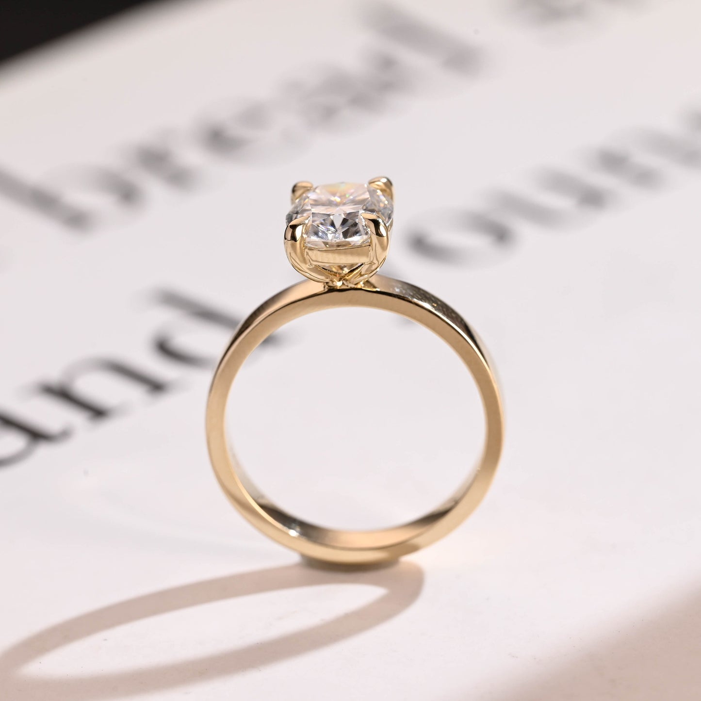 3.0 CT Elongated Cushion Cut Solitaire Moissanite Engagement Ring