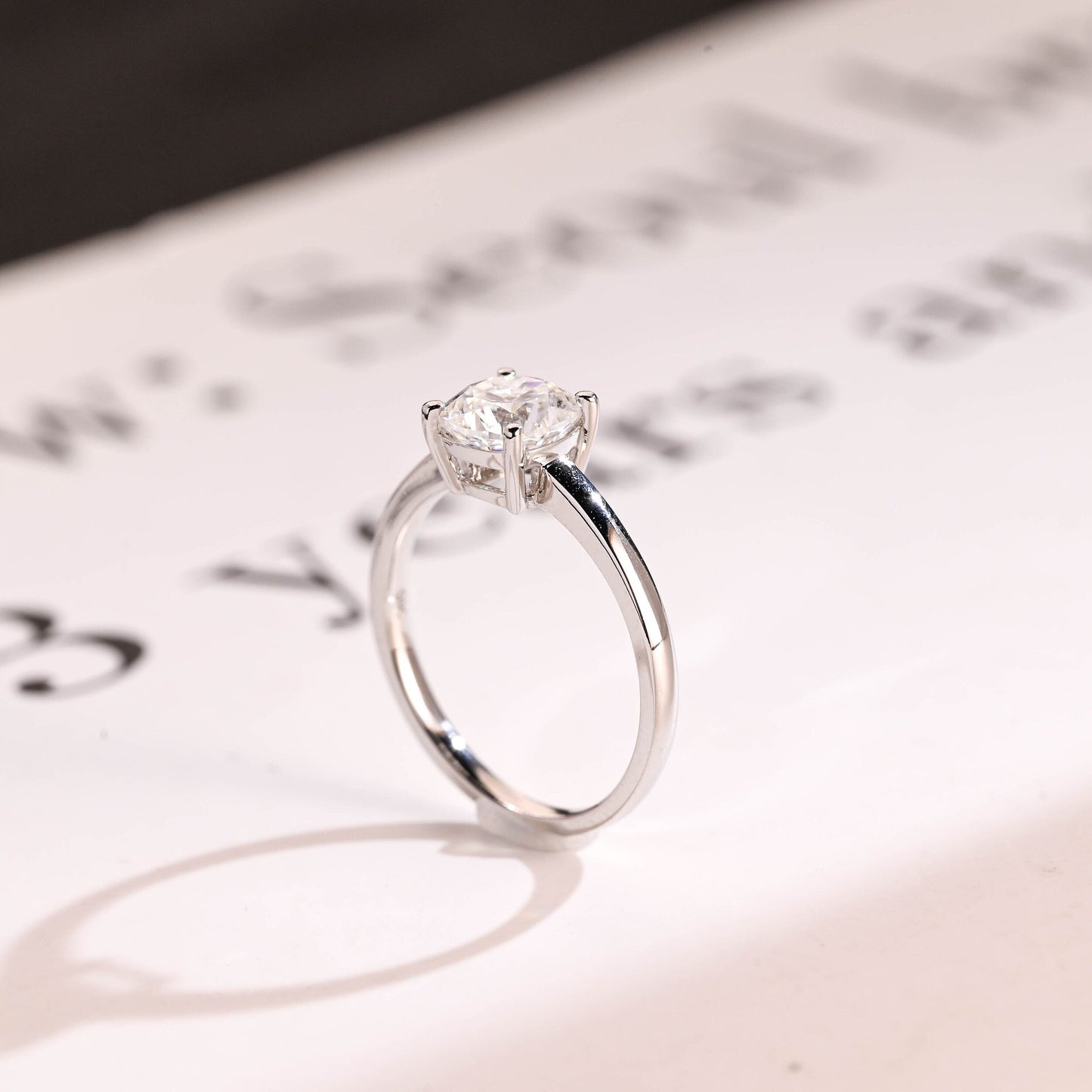 1.0 CT Cushion Cut Solitaire Moissanite Engagement Ring