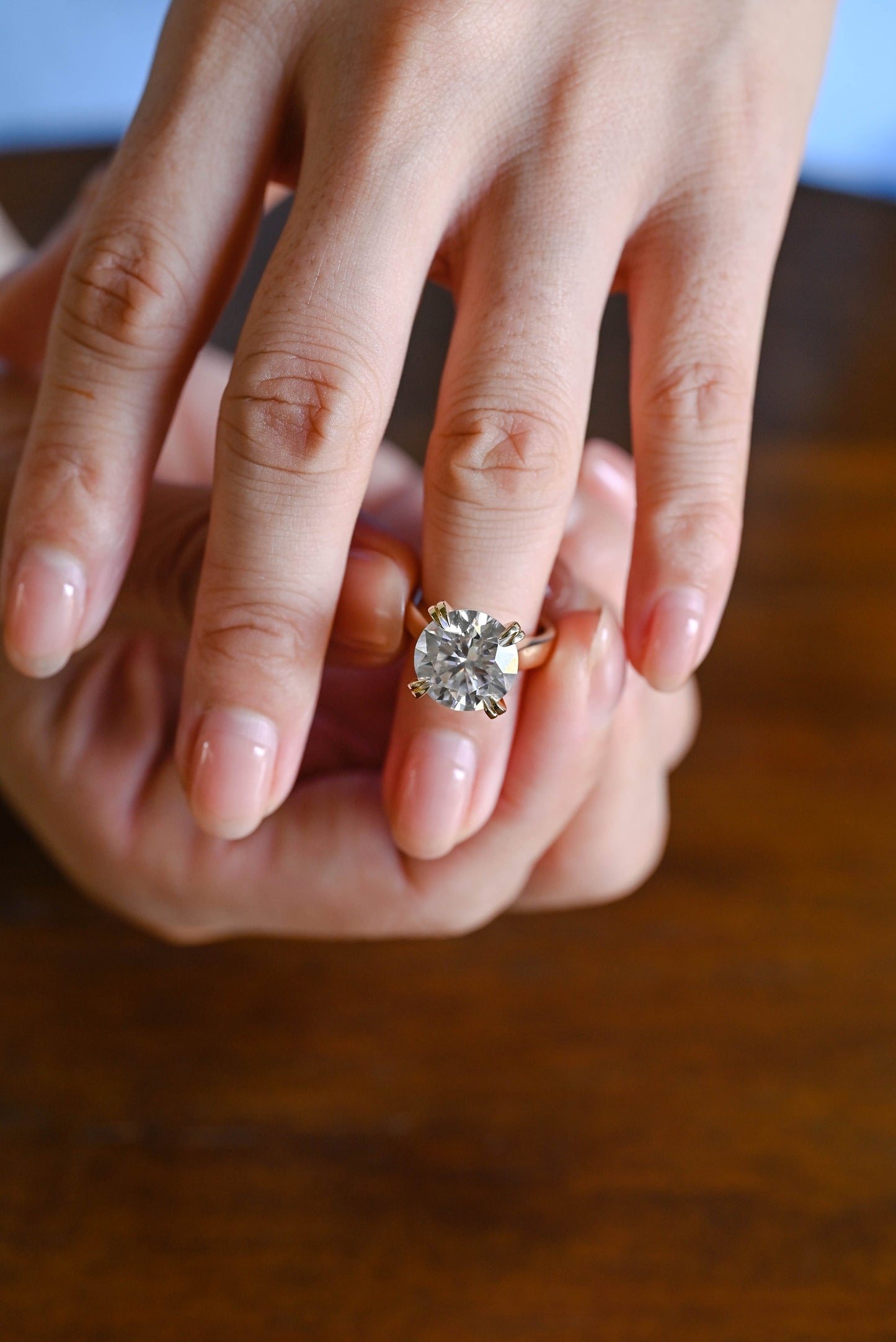 6.0 CT Round Cut Solitaire Moissanite Engagement Ring