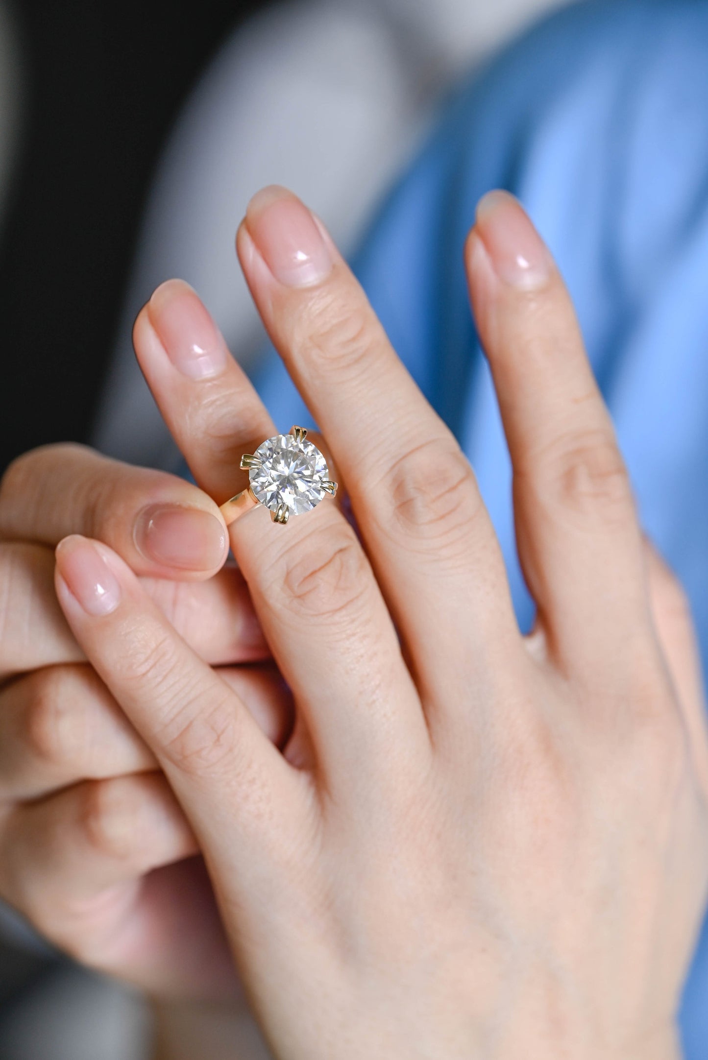 6.0 CT Round Cut Solitaire Moissanite Engagement Ring