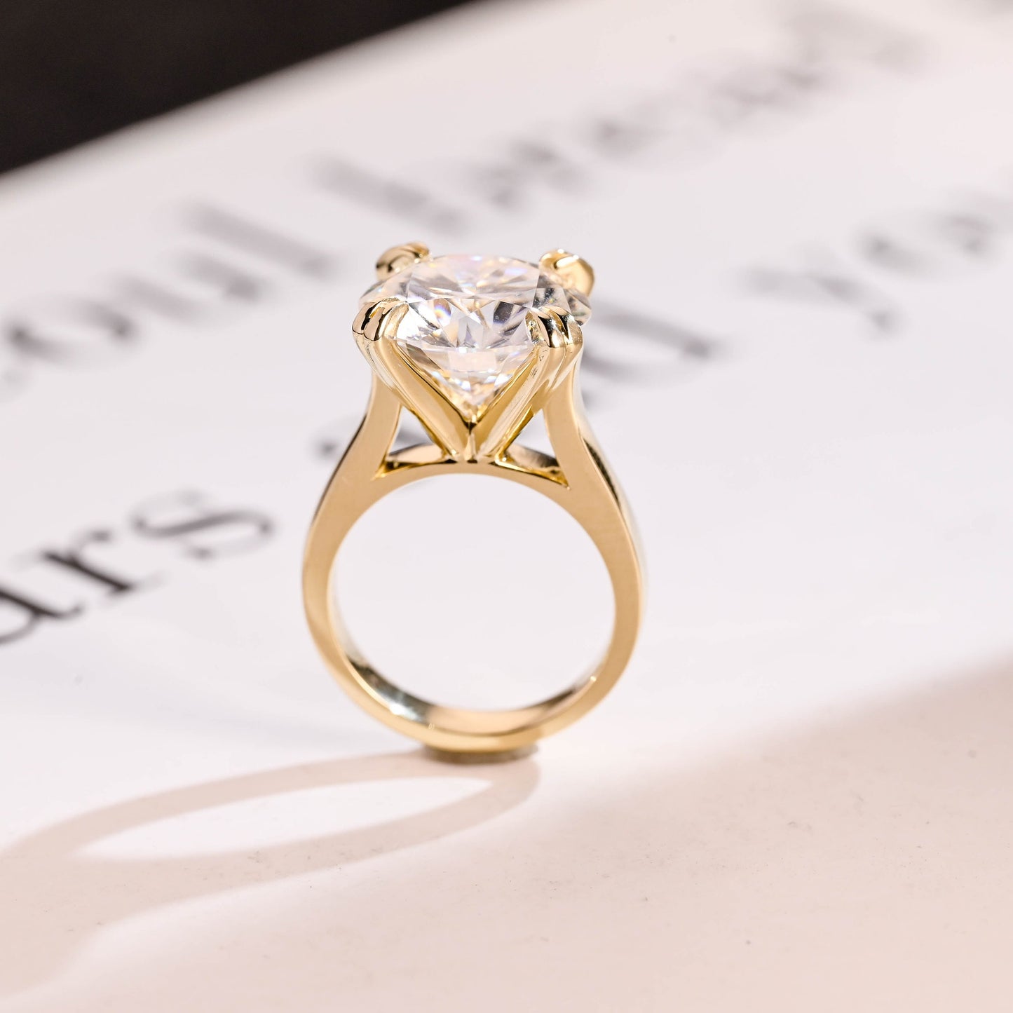 6.0 CT Round Cut Solitaire Moissanite Engagement Ring