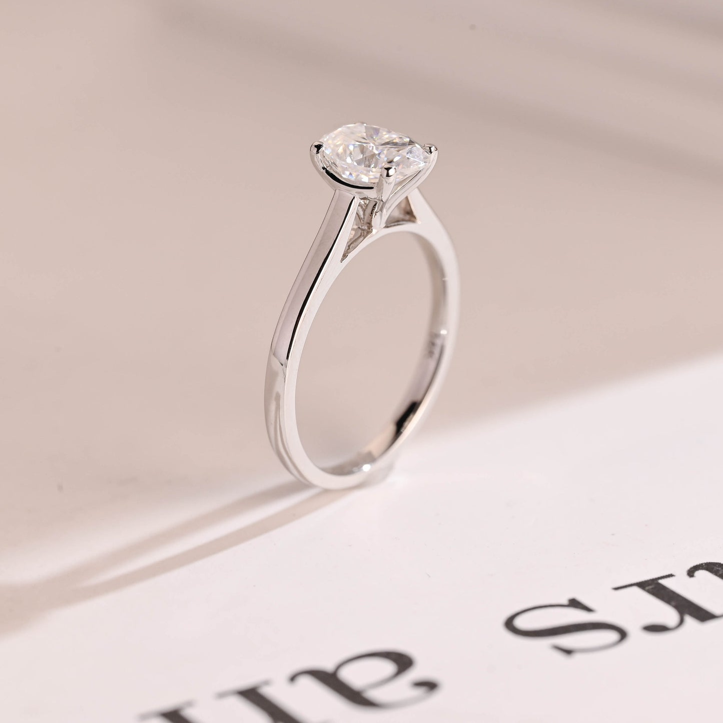 1.5 CT Oval Cut Solitaire Moissanite Engagement Ring