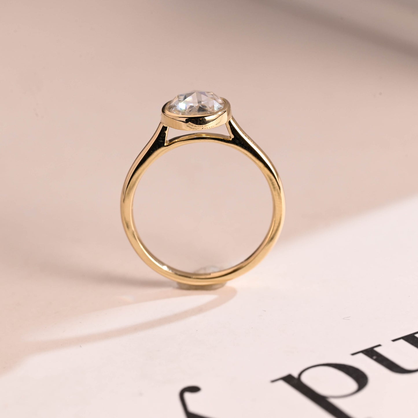 2.5 CT Oval Cut Bezel Moissanite Engagement Ring