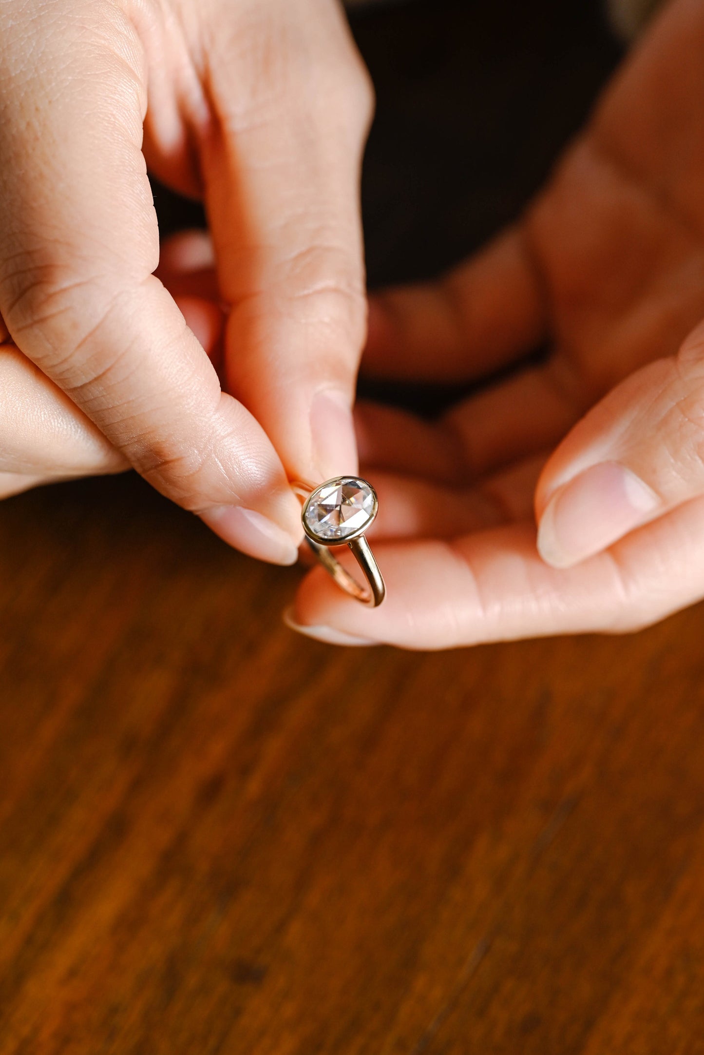 2.5 CT Oval Cut Bezel Moissanite Engagement Ring