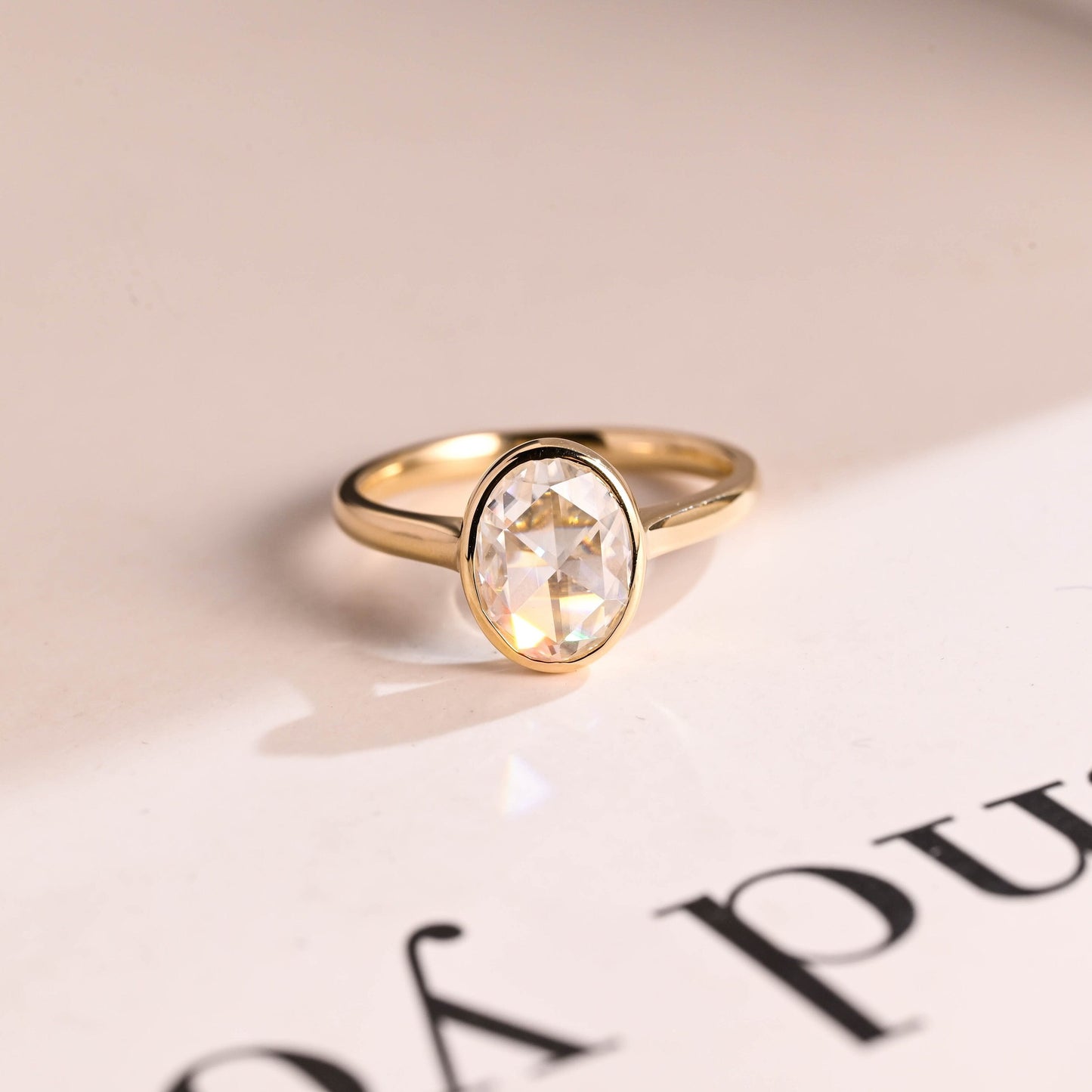 2.5 CT Oval Cut Bezel Moissanite Engagement Ring