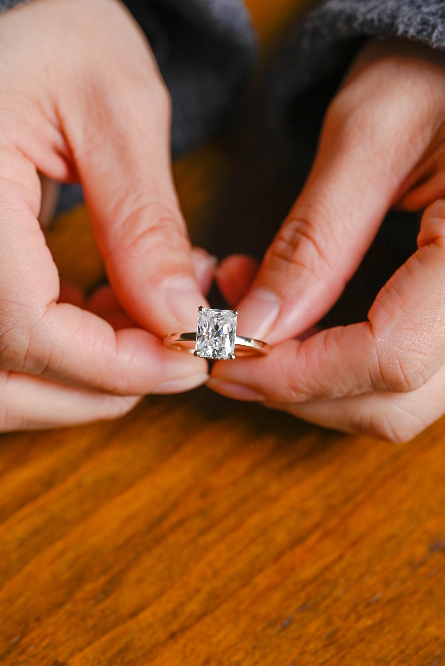 4.0 CT Radiant Cut Double Hidden Halo Moissanite Engagement Ring