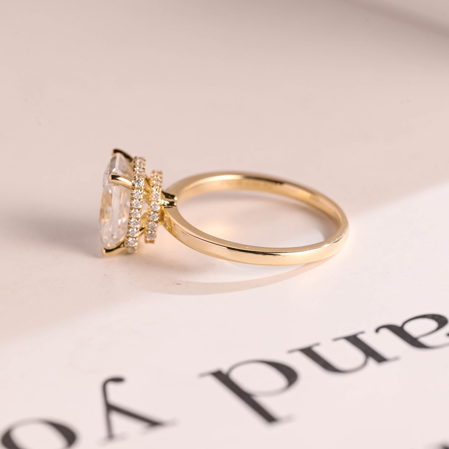4.0 CT Radiant Cut Double Hidden Halo Moissanite Engagement Ring