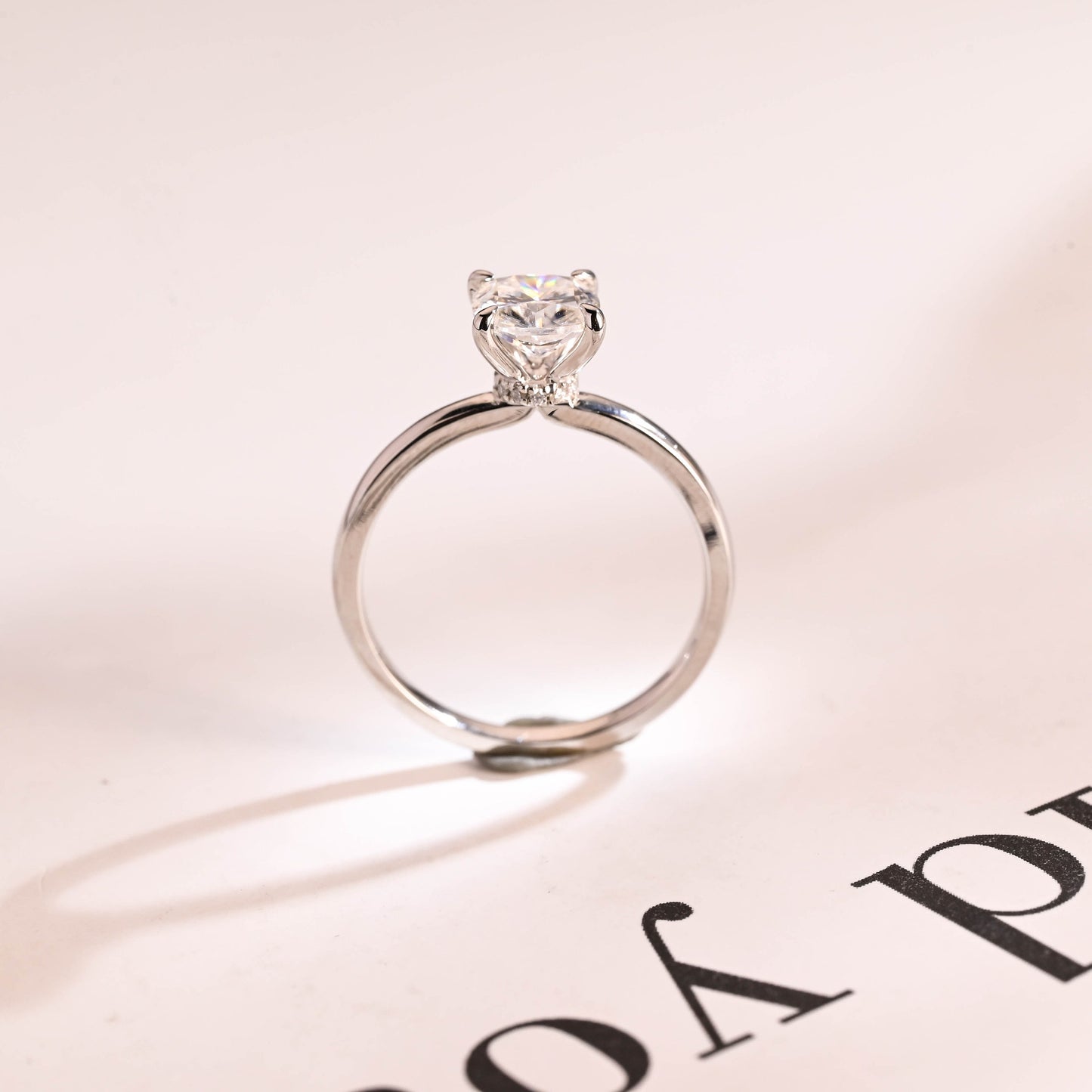 3.0 CT Round Cut Hidden Halo Moissanite Engagement Ring