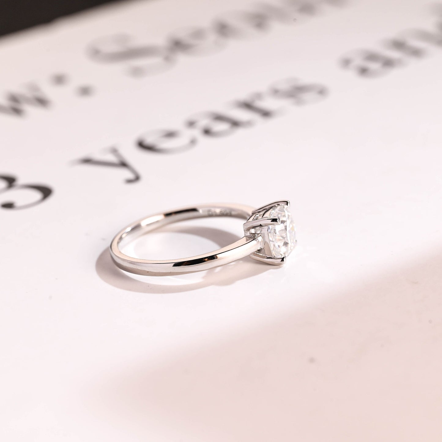 1.0 CT Cushion Cut Solitaire Moissanite Engagement Ring