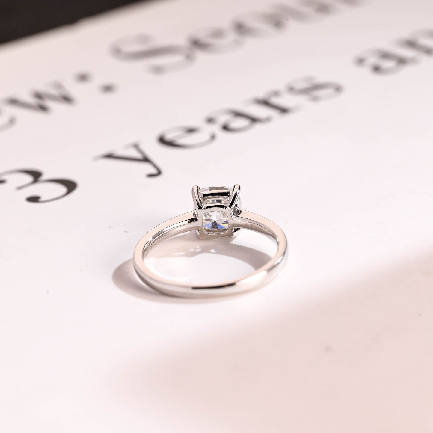 1.0 CT Cushion Cut Solitaire Moissanite Engagement Ring