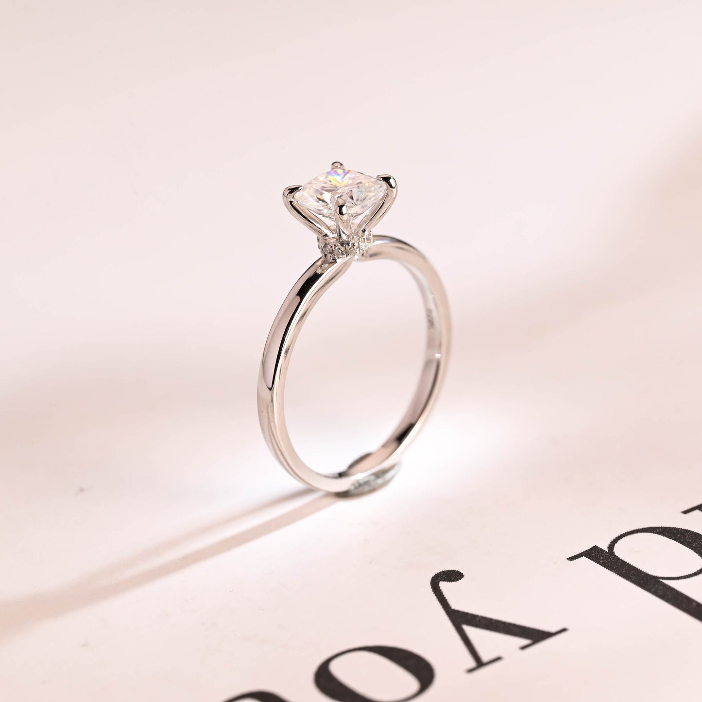 3.0 CT Round Cut Hidden Halo Moissanite Engagement Ring