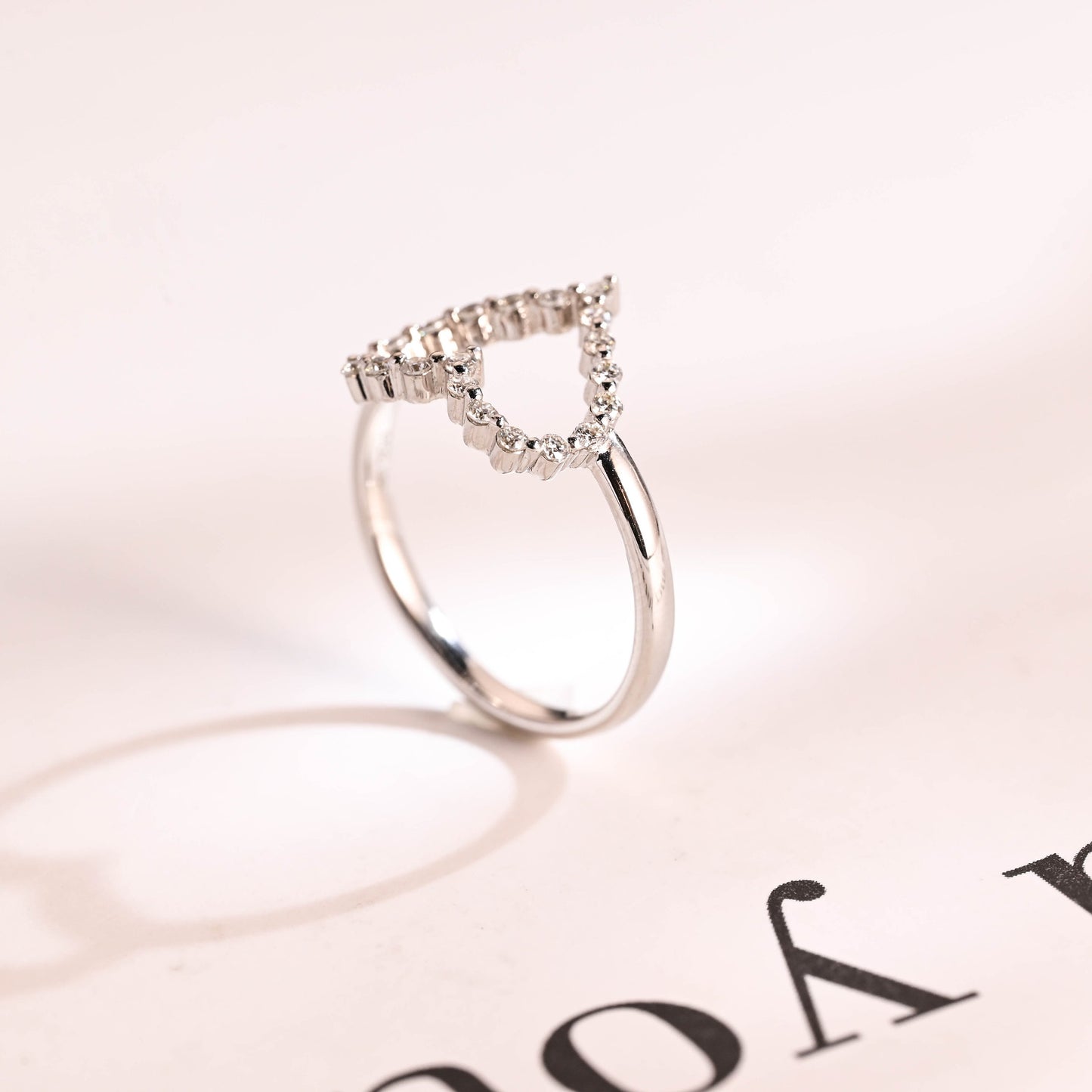0.30 TCW Round Cut Heart Shaped Moissanite Engagement Ring