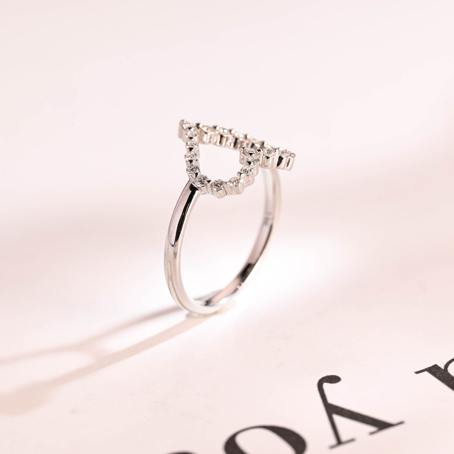 0.30 TCW Round Cut Heart Shaped Moissanite Engagement Ring