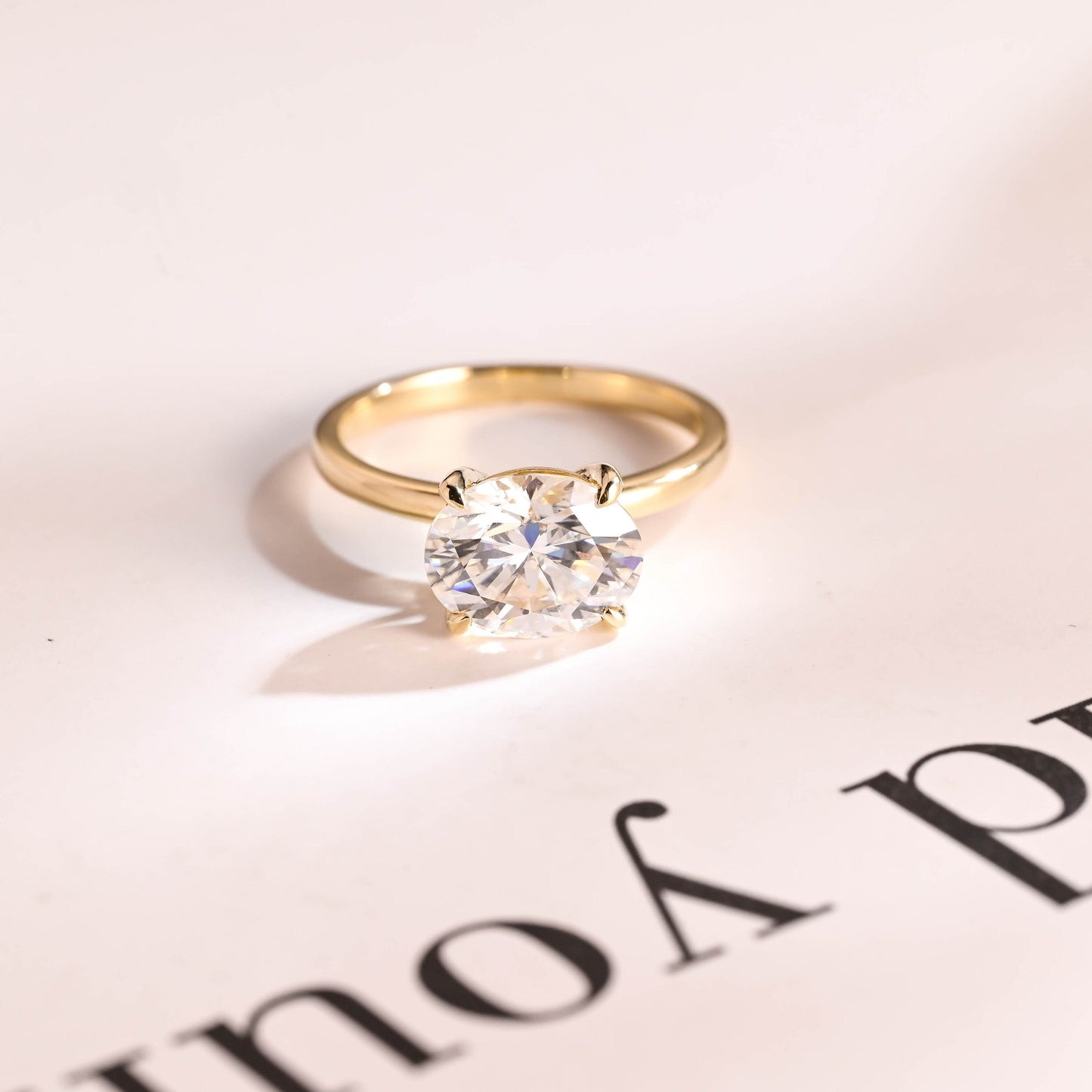 1.7 CT Oval Cut Solitaire Moissanite Engagement Ring