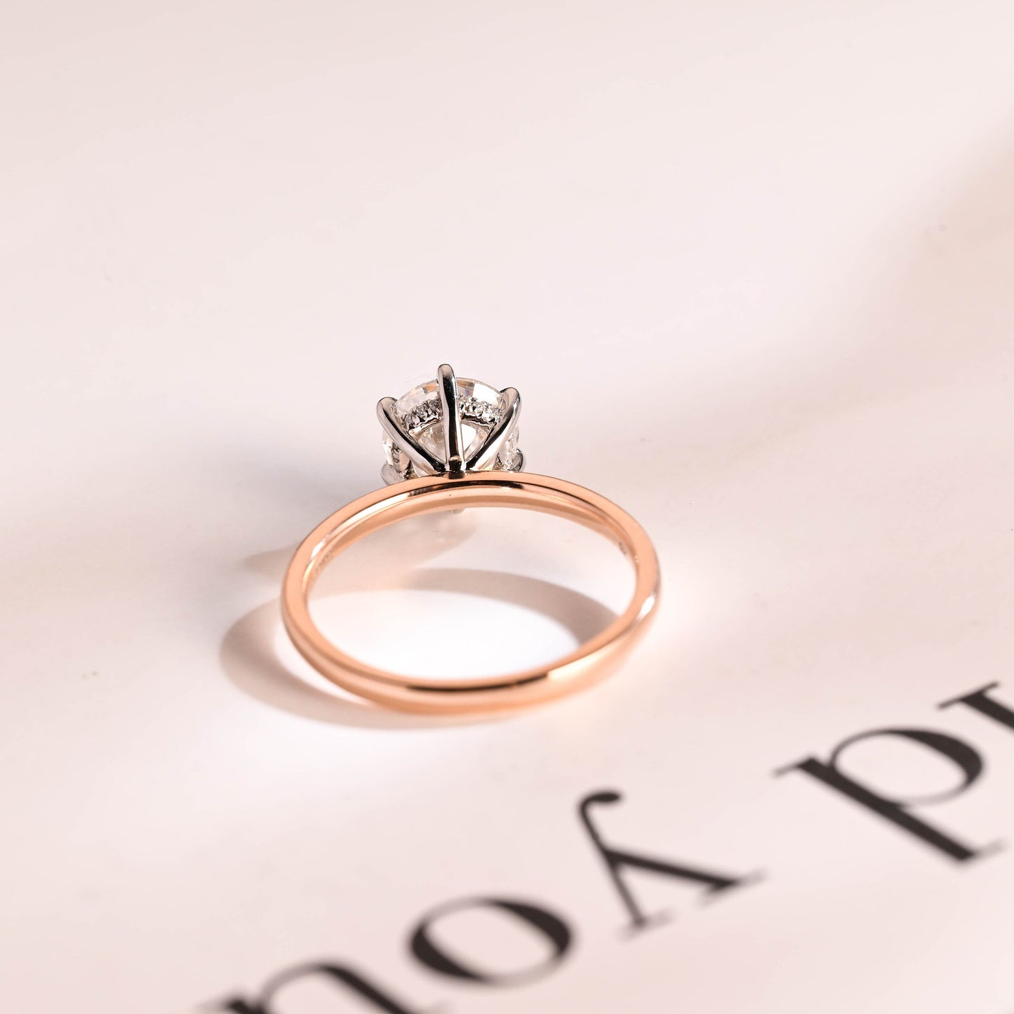 1.0 CT Round Cut Hidden Halo Moissanite Engagement Ring